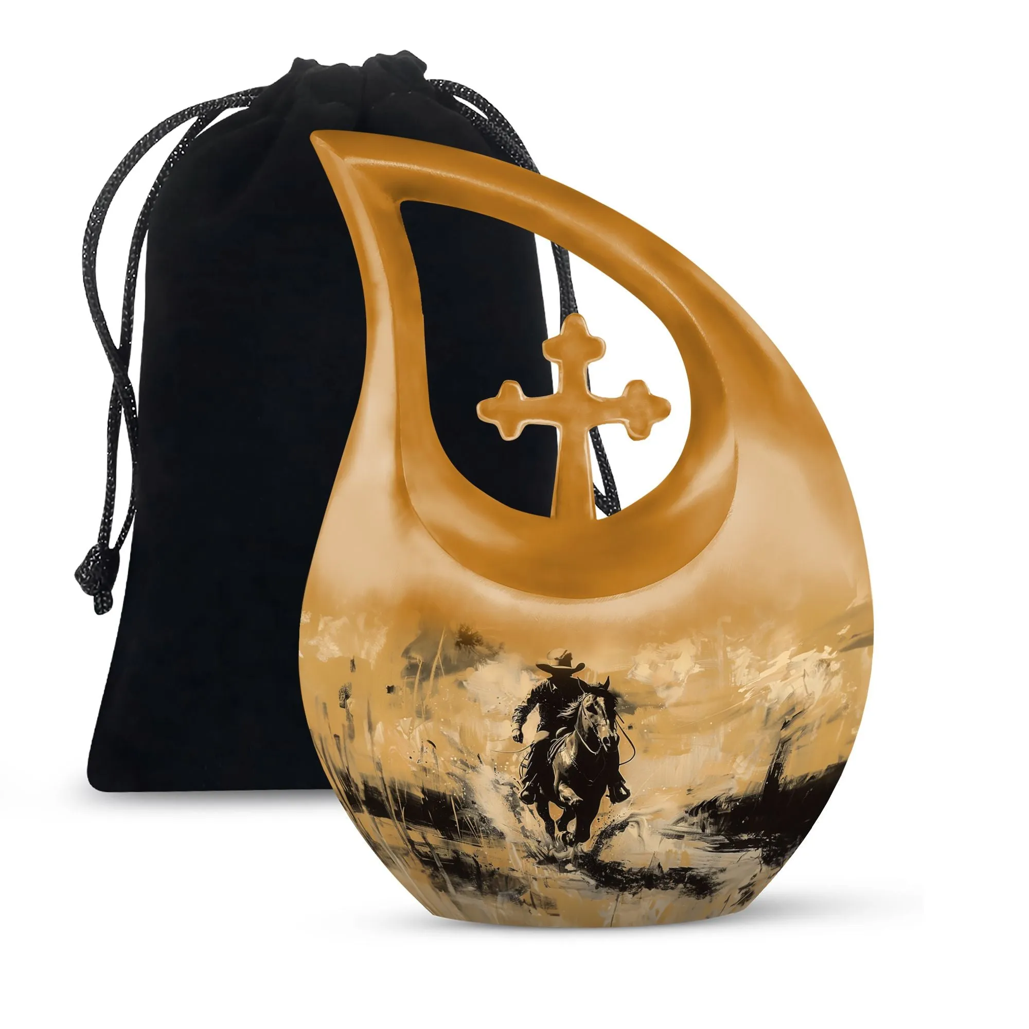 Cowboy Cremation Small Urn For Ashes Adult Male Memorial & Funeral Urn