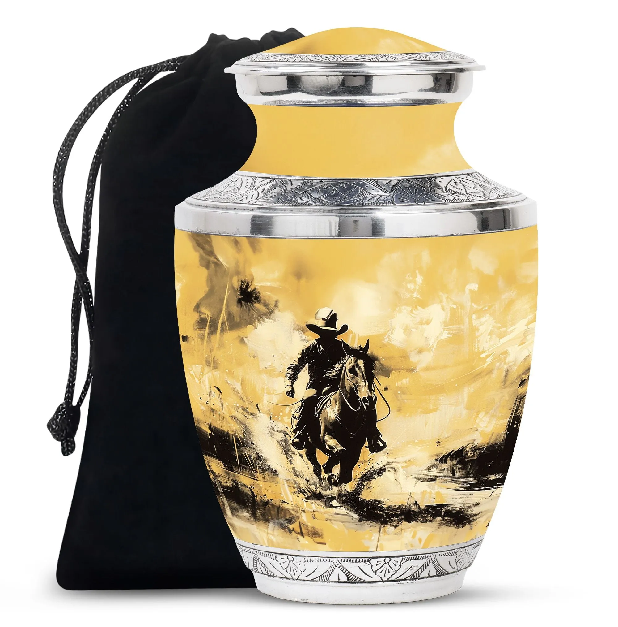 Cowboy Cremation Small Urn For Ashes Adult Male Memorial & Funeral Urn