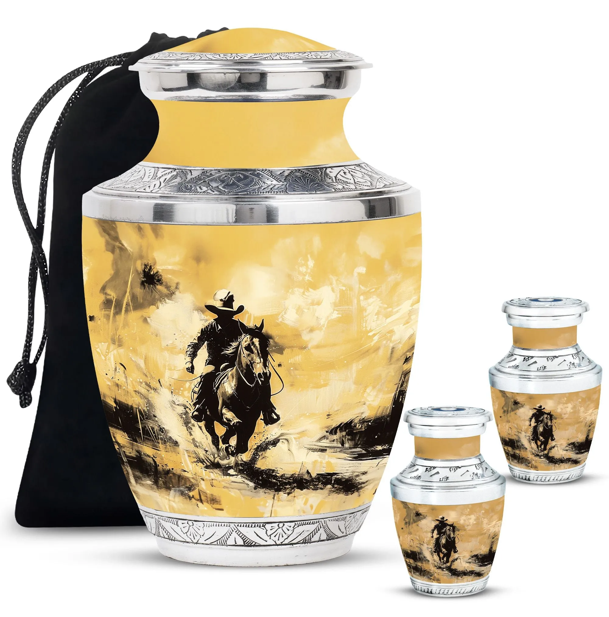 Cowboy Cremation Small Urn For Ashes Adult Male Memorial & Funeral Urn