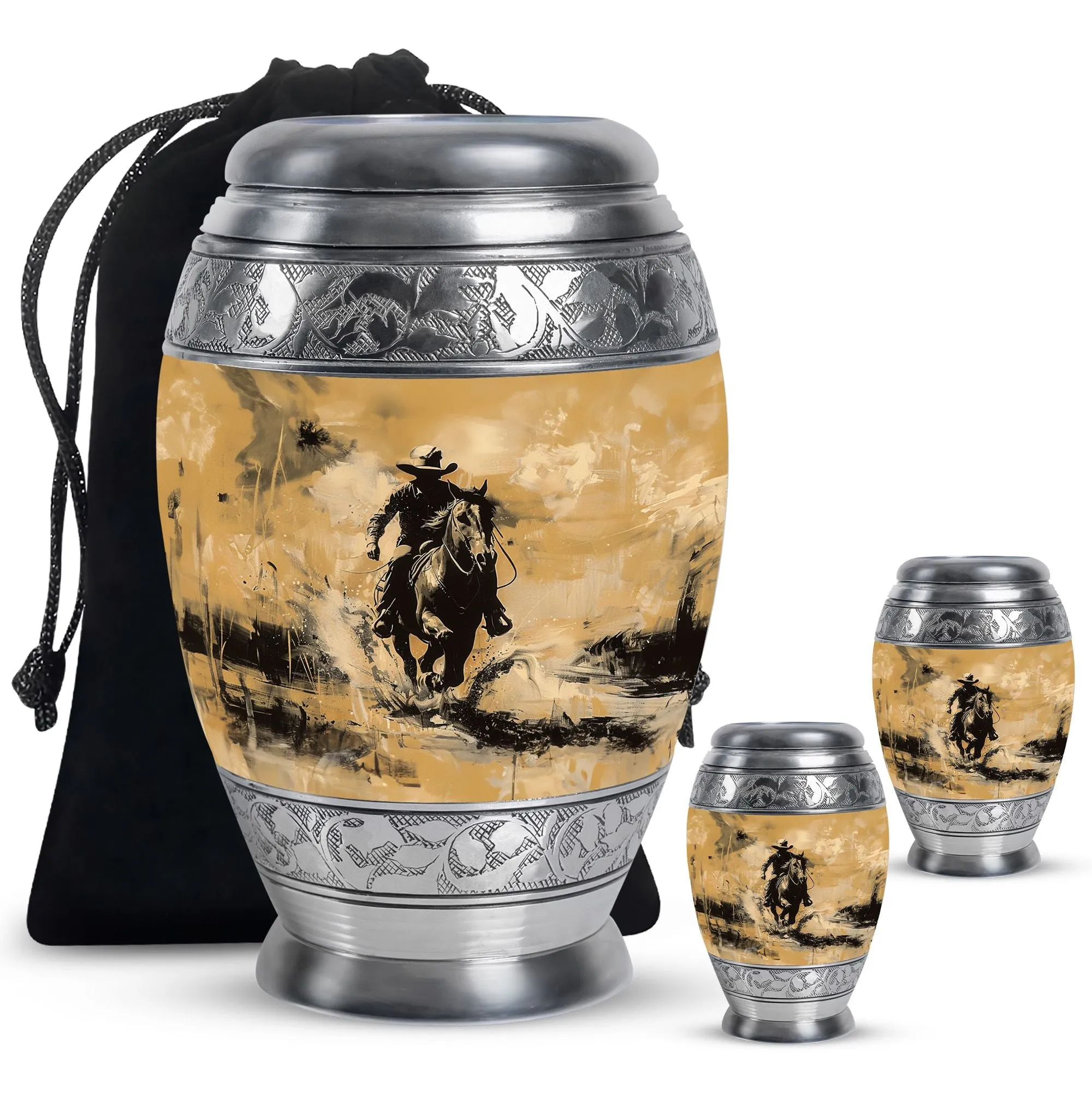 Cowboy Cremation Small Urn For Ashes Adult Male Memorial & Funeral Urn