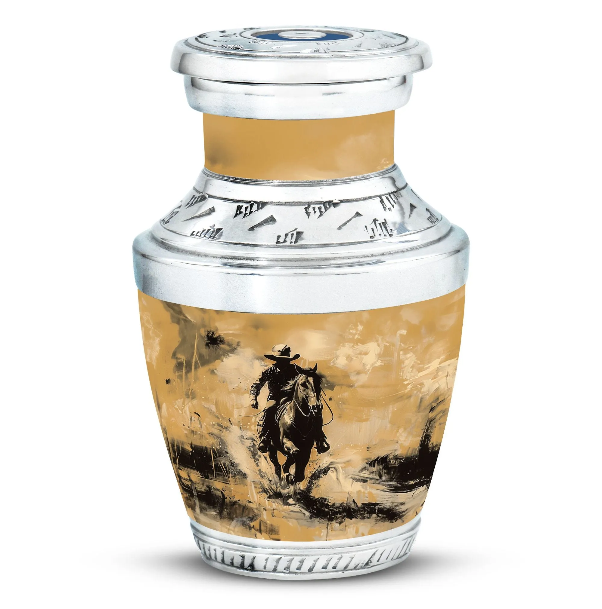 Cowboy Cremation Small Urn For Ashes Adult Male Memorial & Funeral Urn