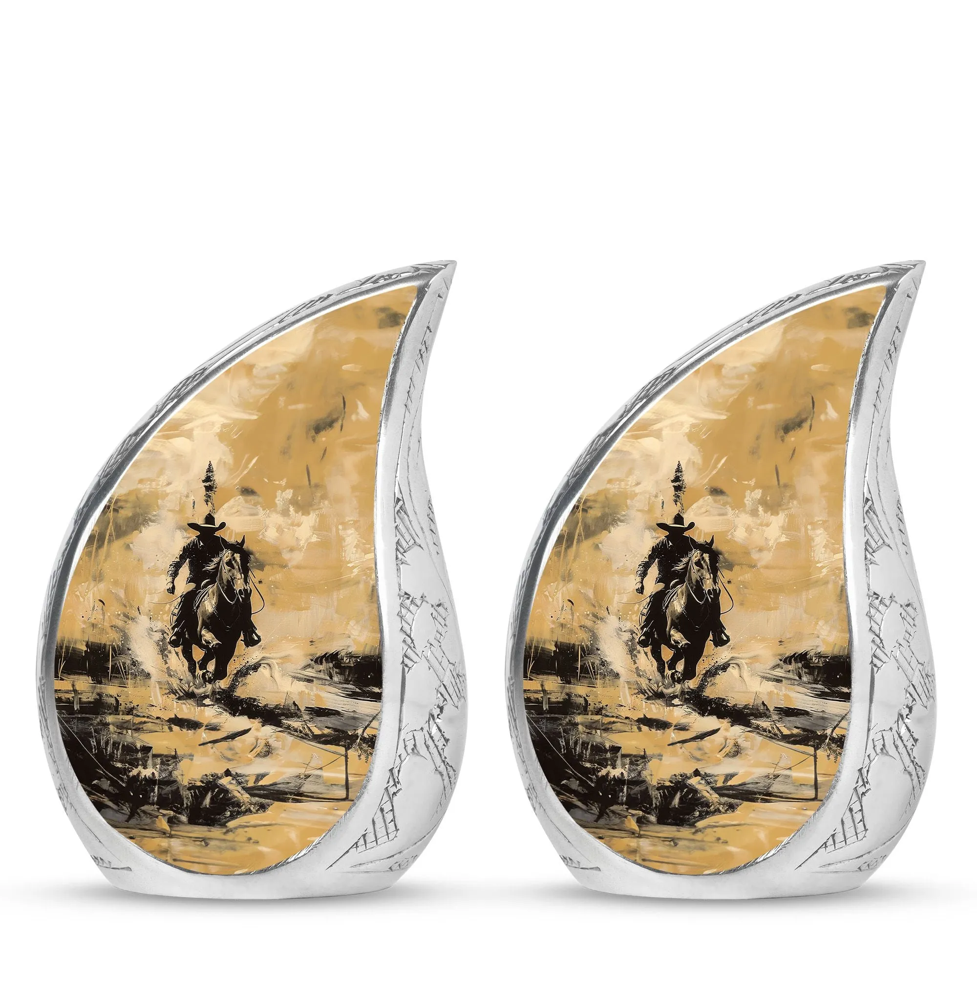 Cowboy Cremation Small Urn For Ashes Adult Male Memorial & Funeral Urn