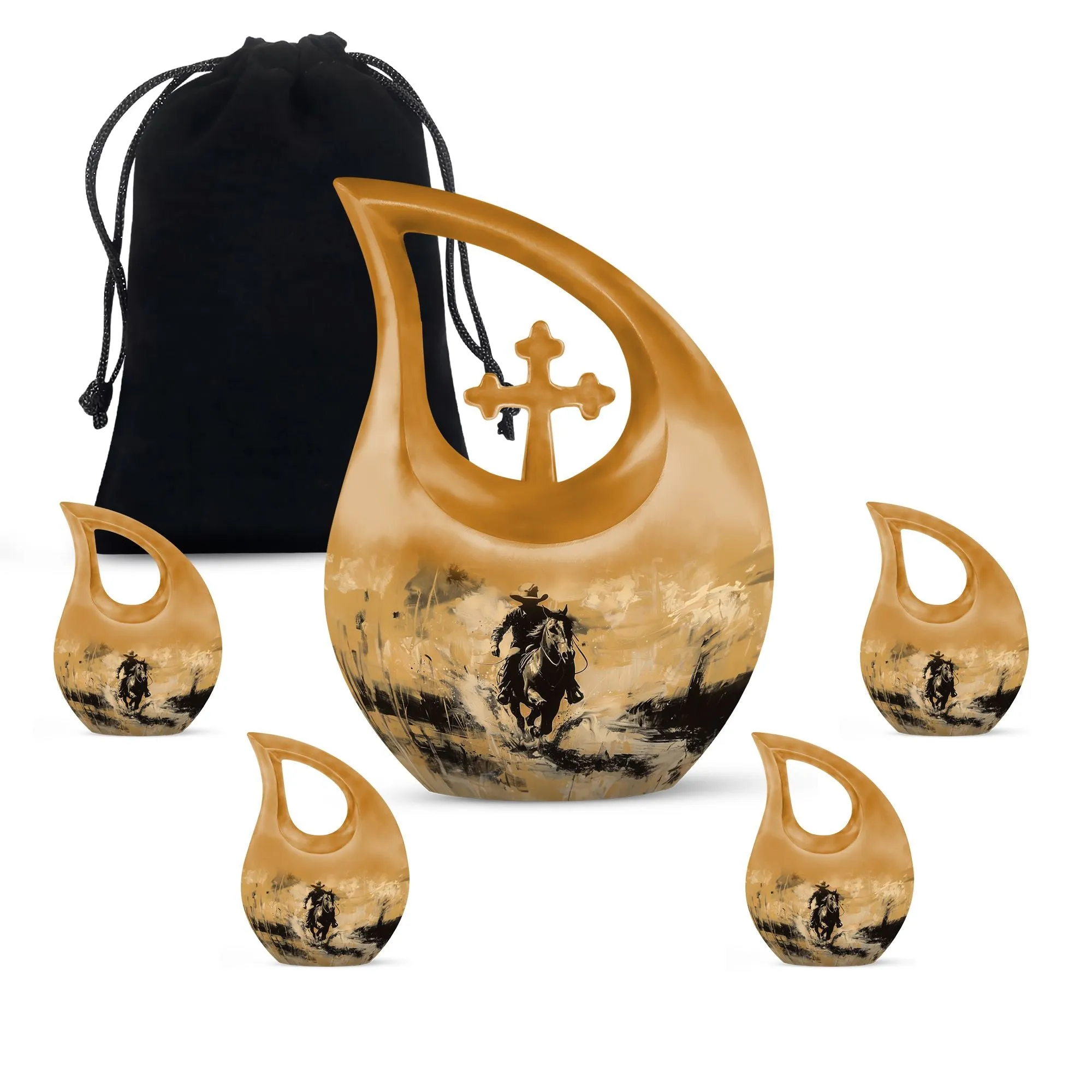 Cowboy Cremation Small Urn For Ashes Adult Male Memorial & Funeral Urn