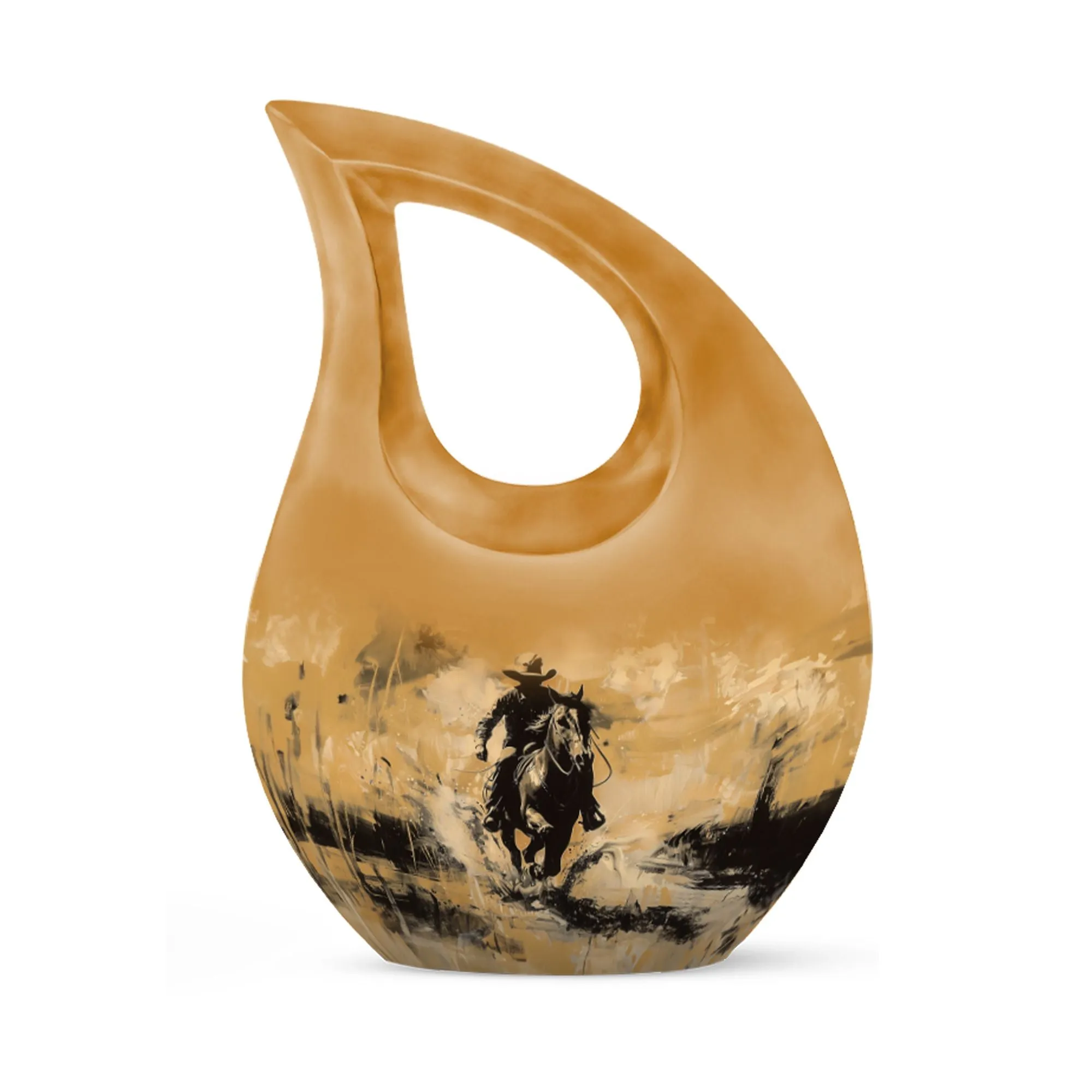 Cowboy Cremation Small Urn For Ashes Adult Male Memorial & Funeral Urn