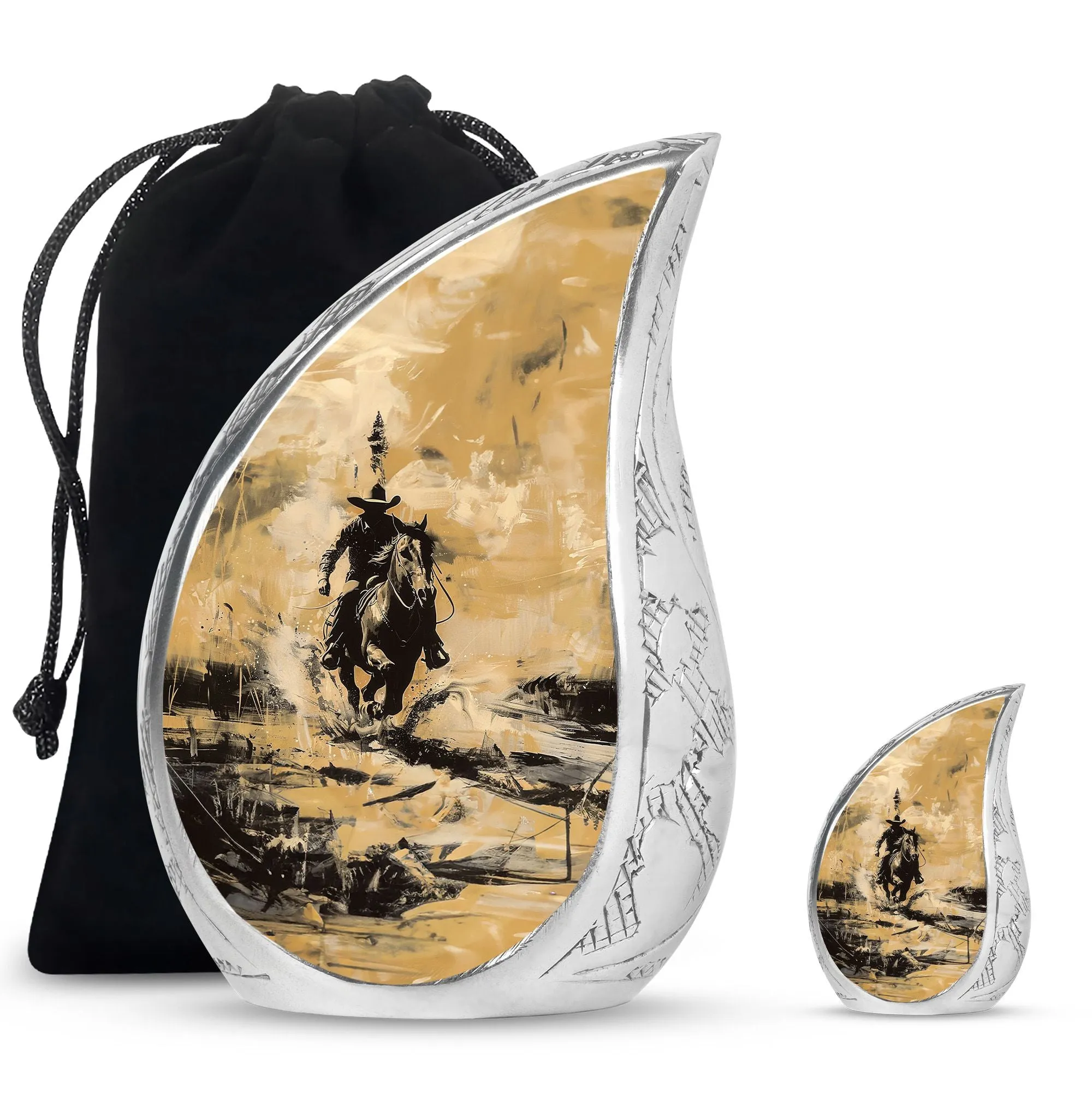 Cowboy Cremation Small Urn For Ashes Adult Male Memorial & Funeral Urn