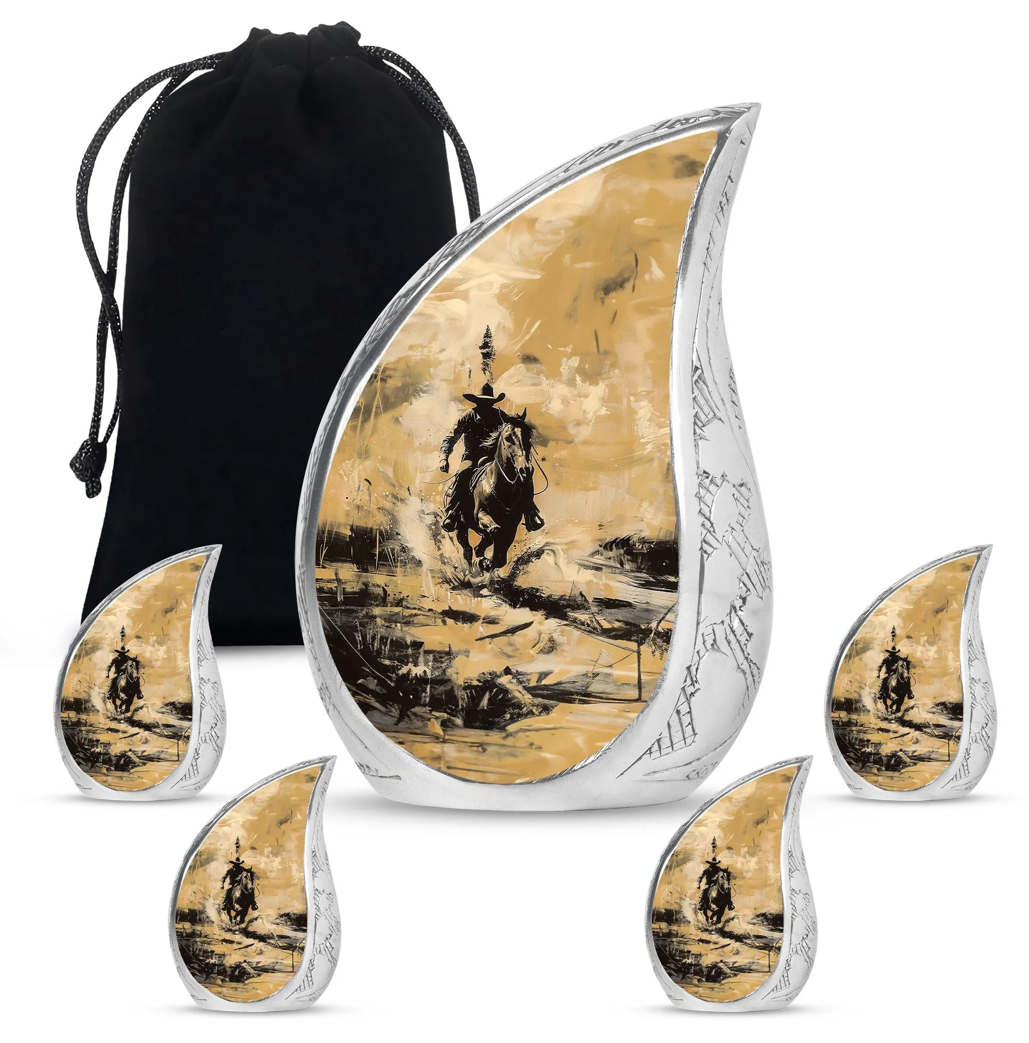 Cowboy Cremation Small Urn For Ashes Adult Male Memorial & Funeral Urn