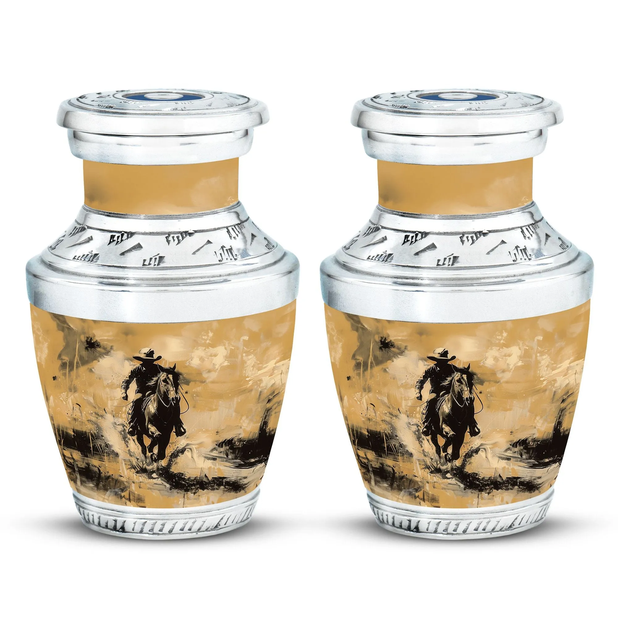 Cowboy Cremation Small Urn For Ashes Adult Male Memorial & Funeral Urn