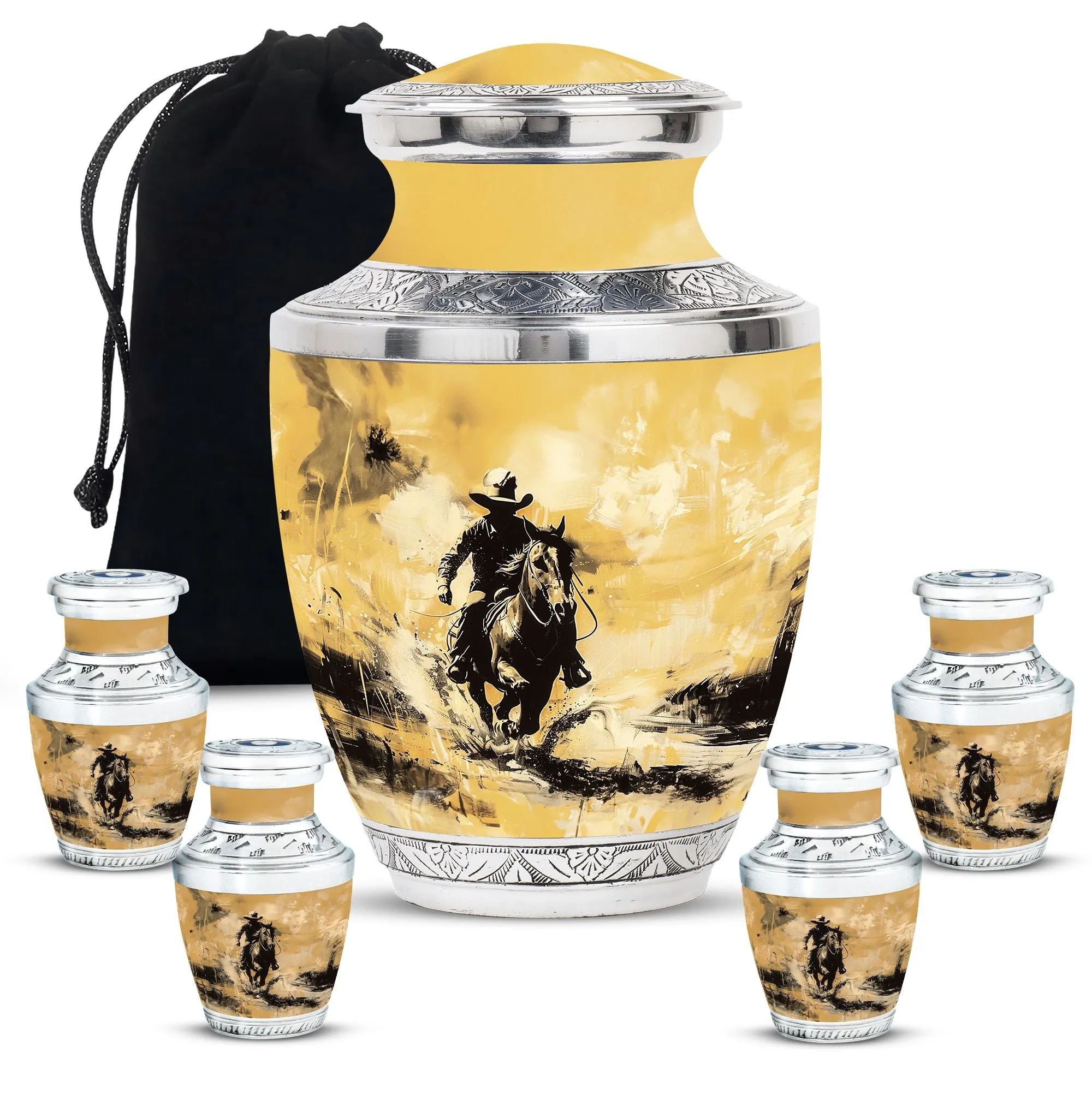 Cowboy Cremation Small Urn For Ashes Adult Male Memorial & Funeral Urn