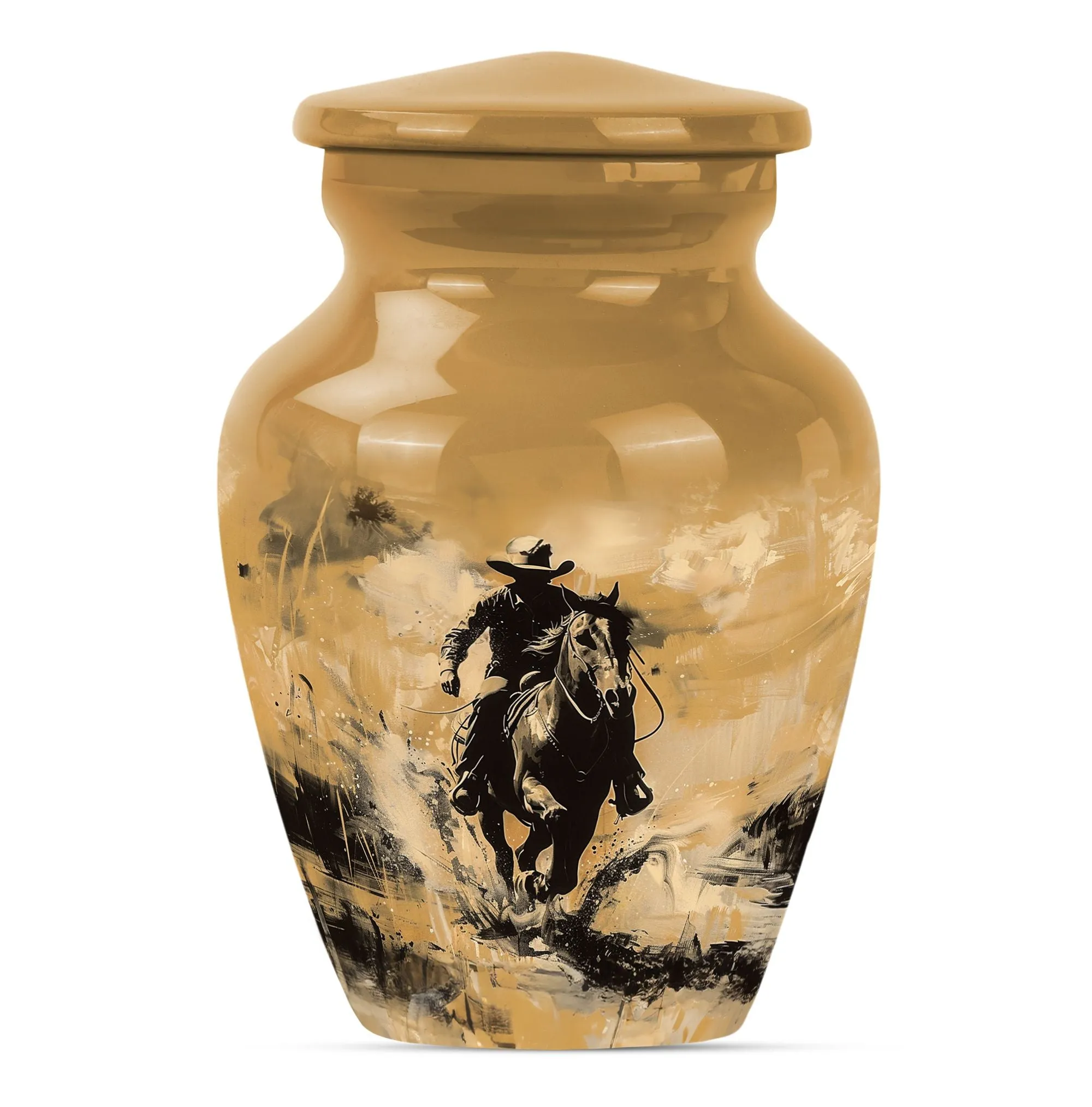 Cowboy Cremation Small Urn For Ashes Adult Male Memorial & Funeral Urn