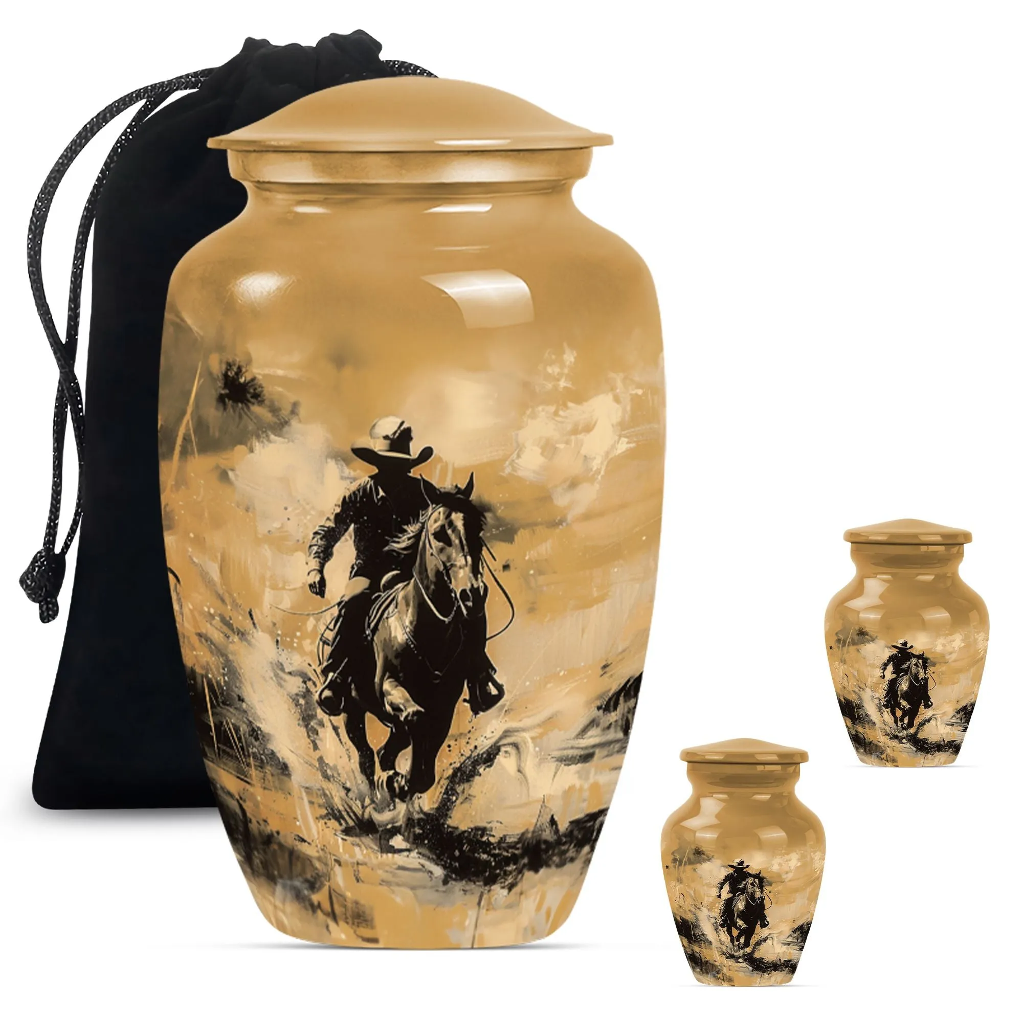 Cowboy Cremation Small Urn For Ashes Adult Male Memorial & Funeral Urn