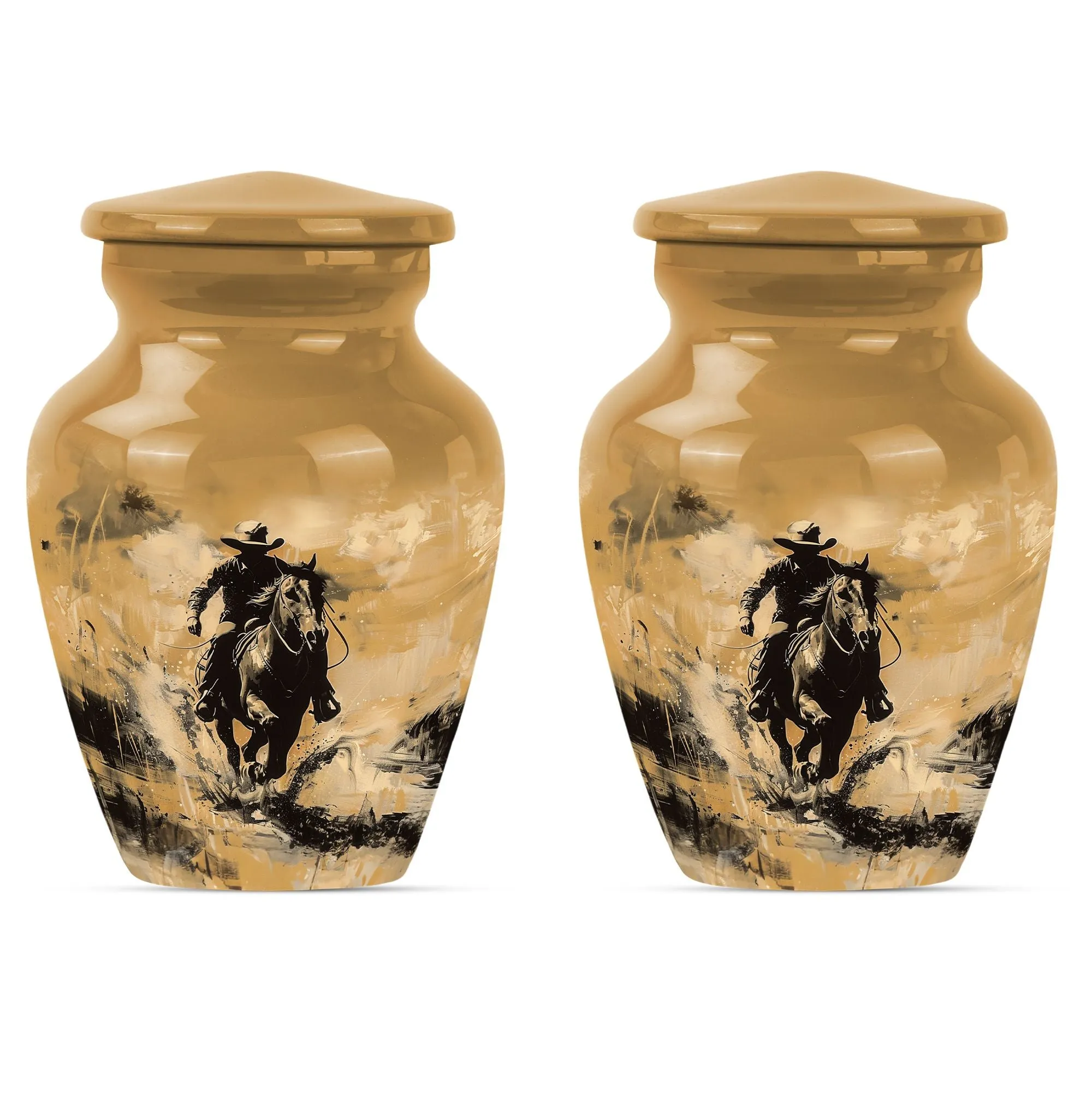 Cowboy Cremation Small Urn For Ashes Adult Male Memorial & Funeral Urn