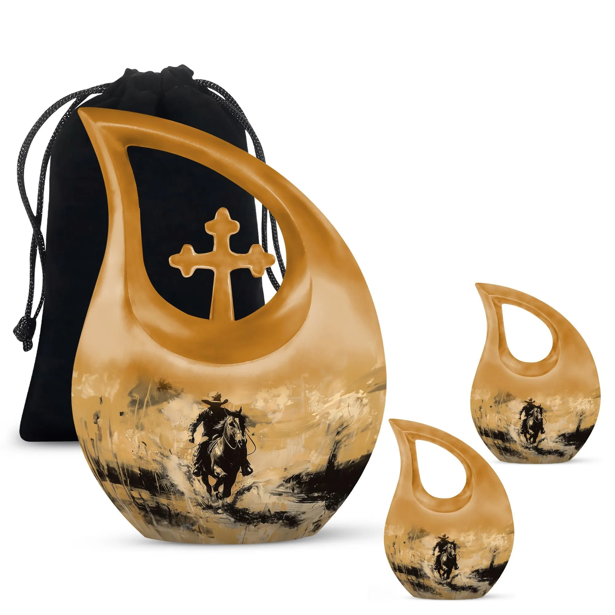 Cowboy Cremation Small Urn For Ashes Adult Male Memorial & Funeral Urn
