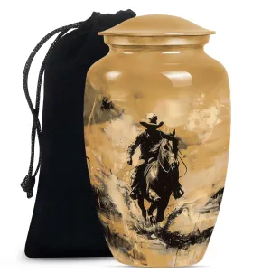 Cowboy Cremation Small Urn For Ashes Adult Male Memorial & Funeral Urn
