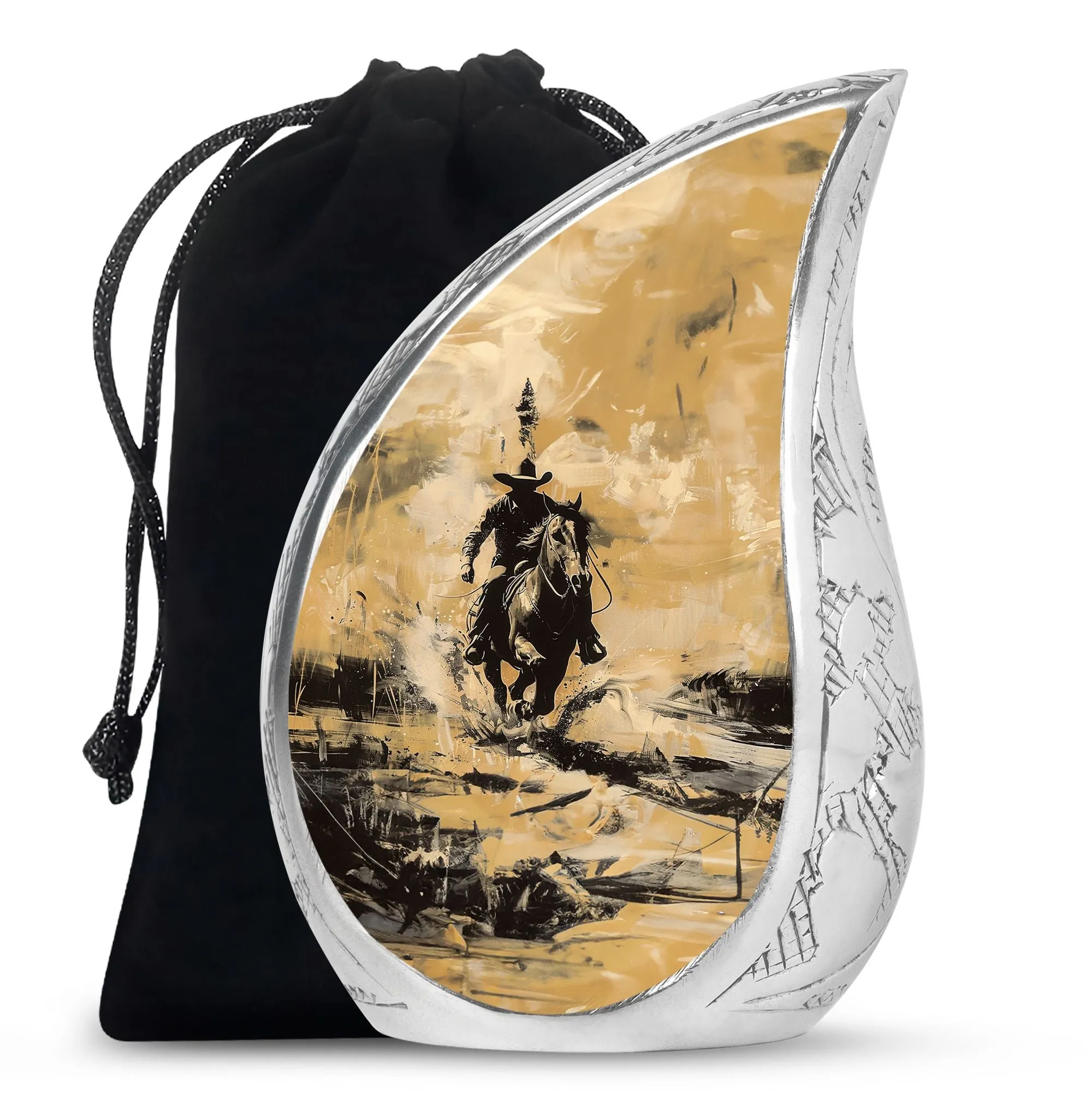 Cowboy Cremation Small Urn For Ashes Adult Male Memorial & Funeral Urn