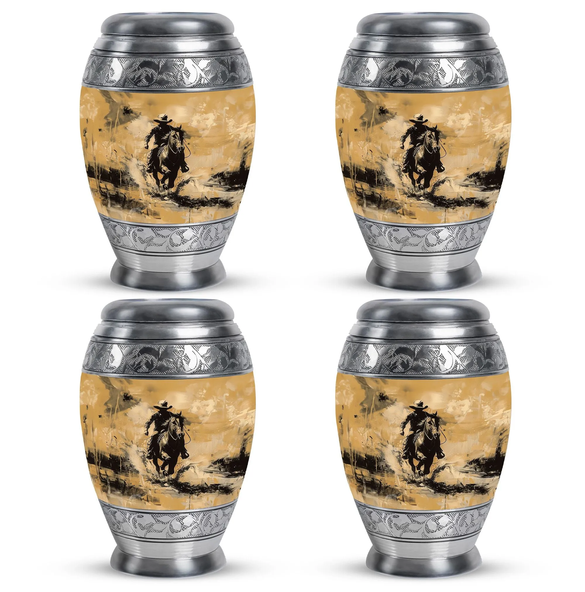 Cowboy Cremation Small Urn For Ashes Adult Male Memorial & Funeral Urn