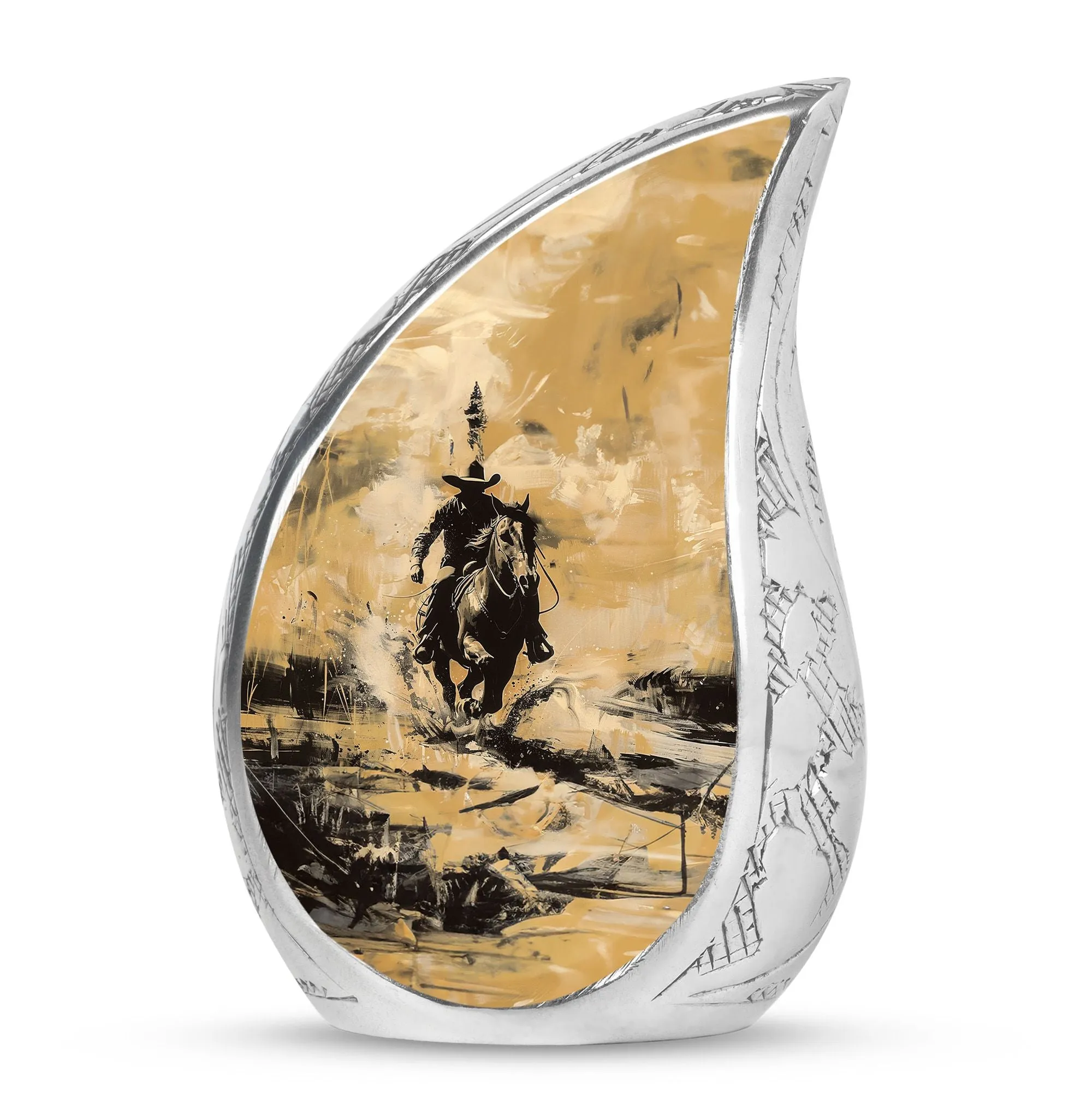 Cowboy Cremation Small Urn For Ashes Adult Male Memorial & Funeral Urn