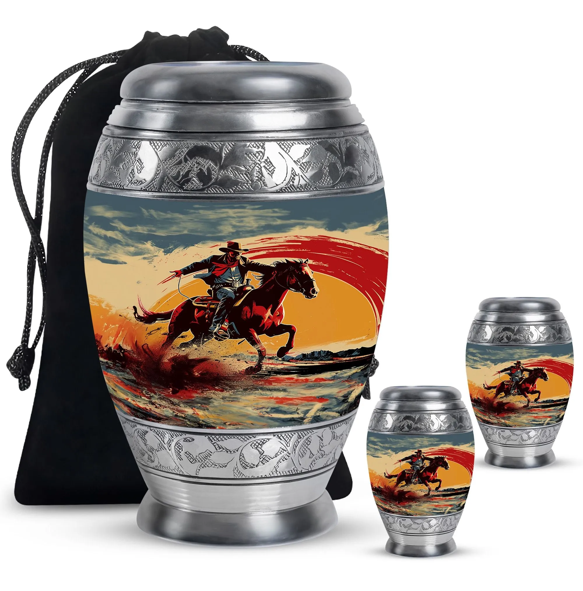 Cowboy Cremation Small Urn For Ashes Memorial & Funeral Urn