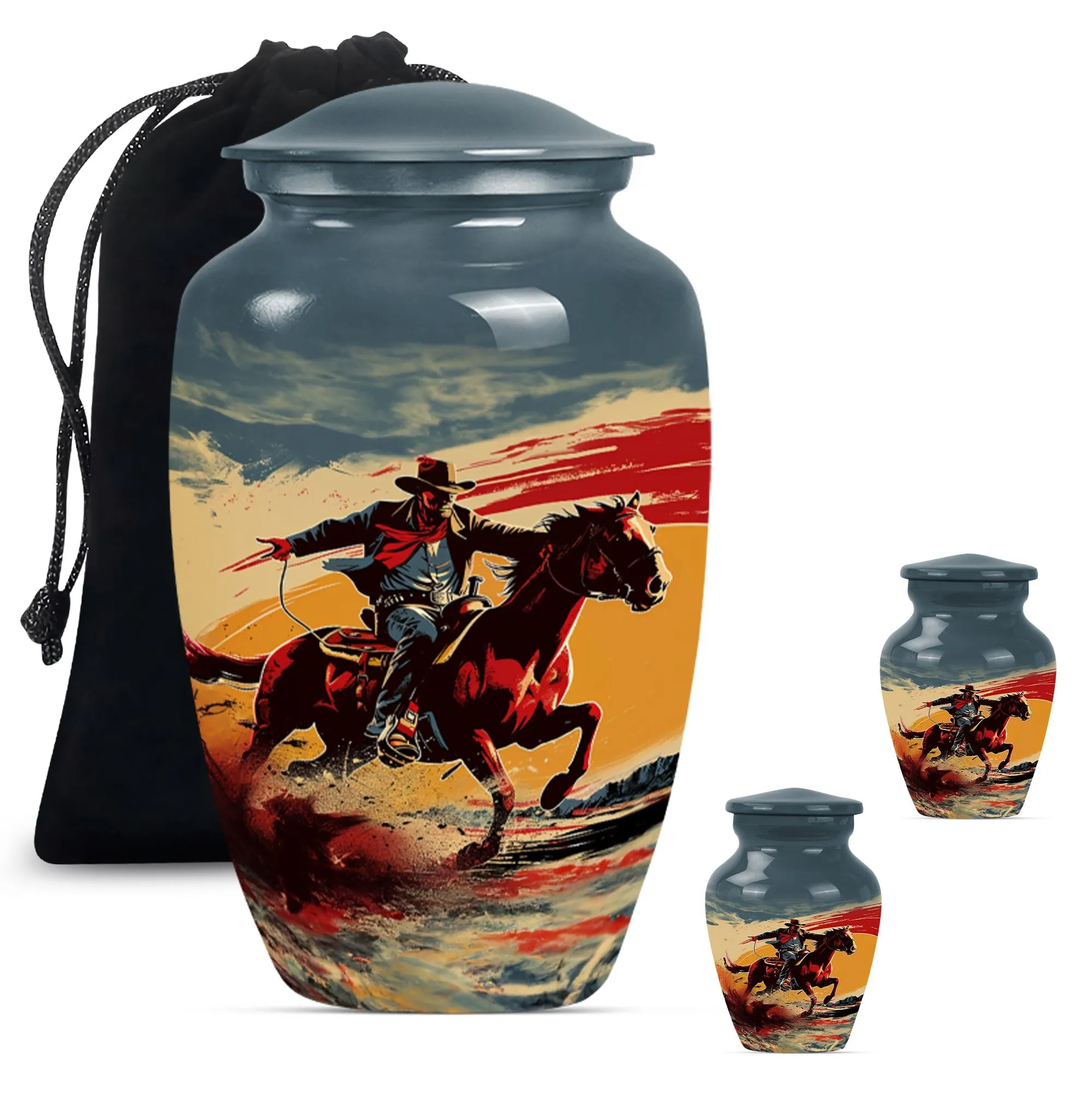 Cowboy Cremation Small Urn For Ashes Memorial & Funeral Urn