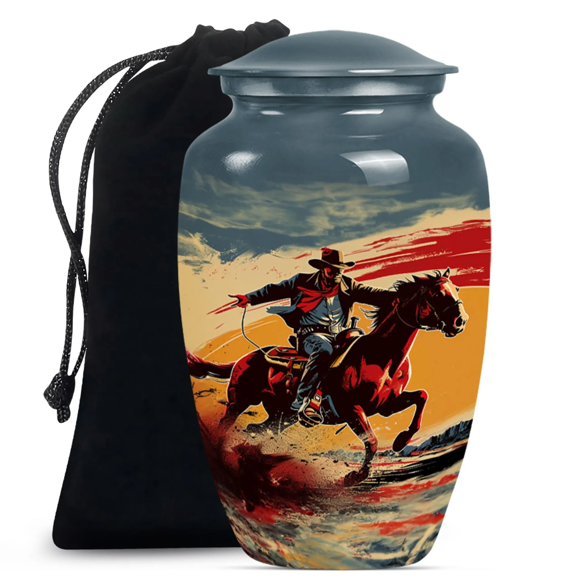 Cowboy Cremation Small Urn For Ashes Memorial & Funeral Urn