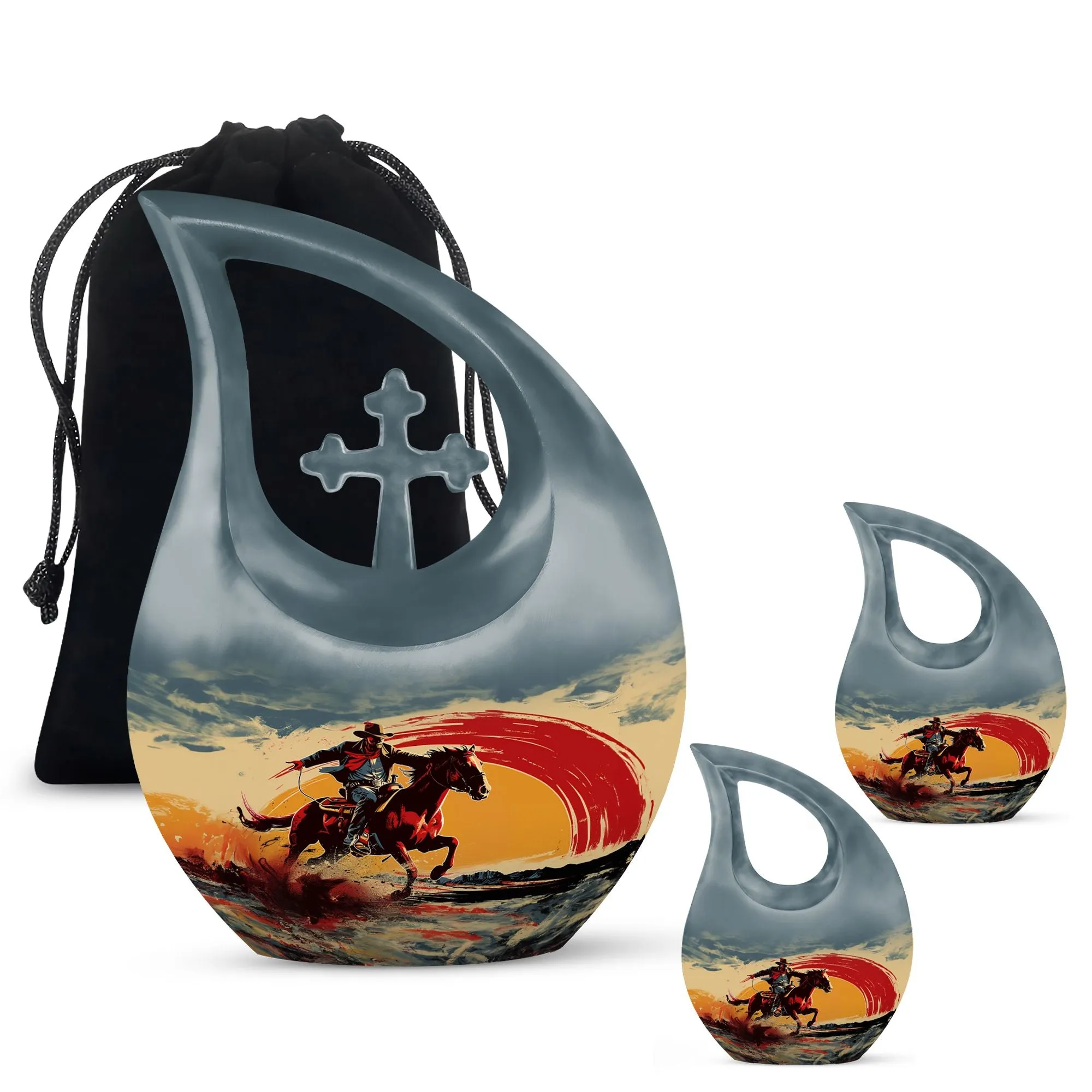 Cowboy Cremation Small Urn For Ashes Memorial & Funeral Urn