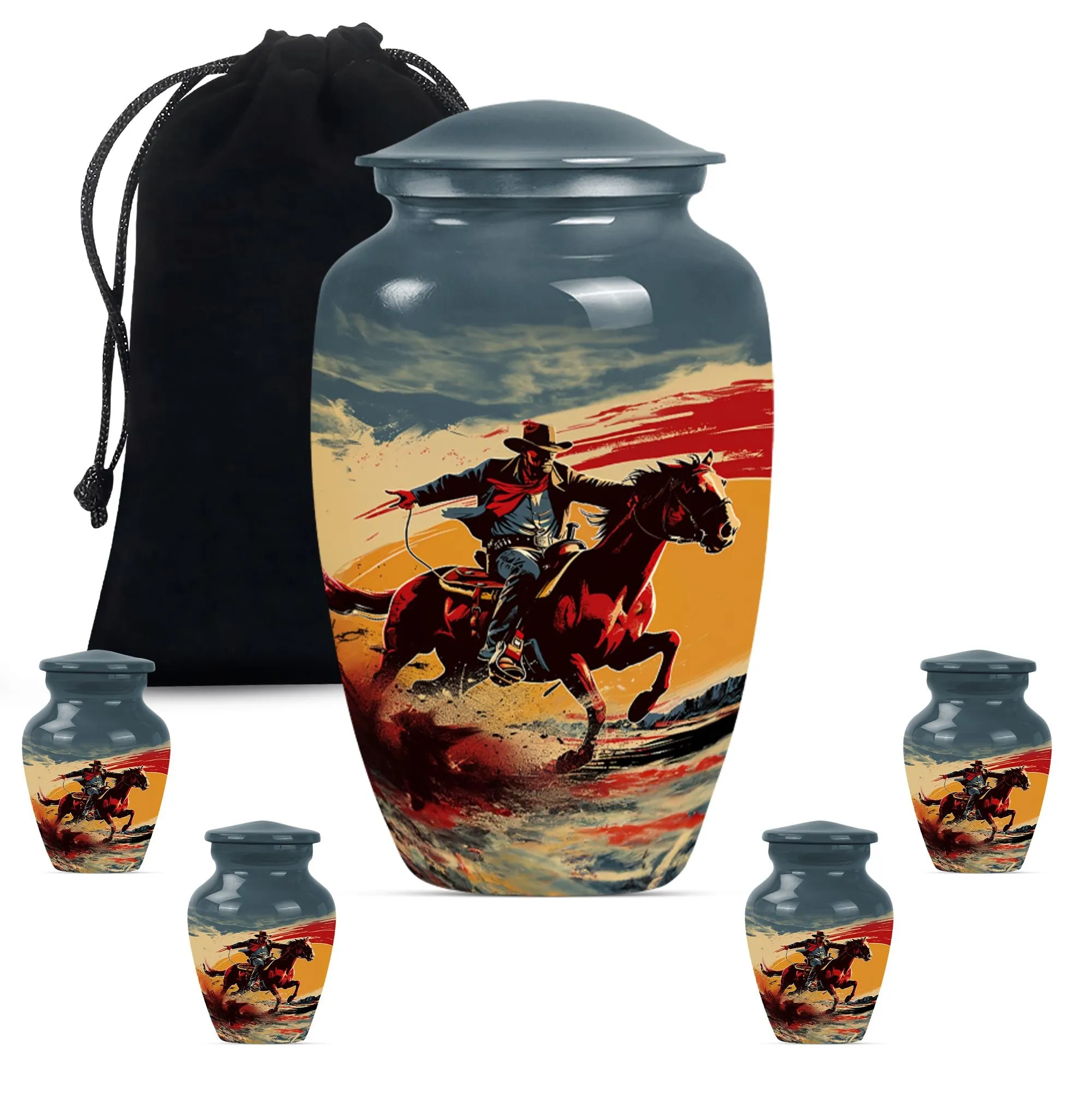 Cowboy Cremation Small Urn For Ashes Memorial & Funeral Urn