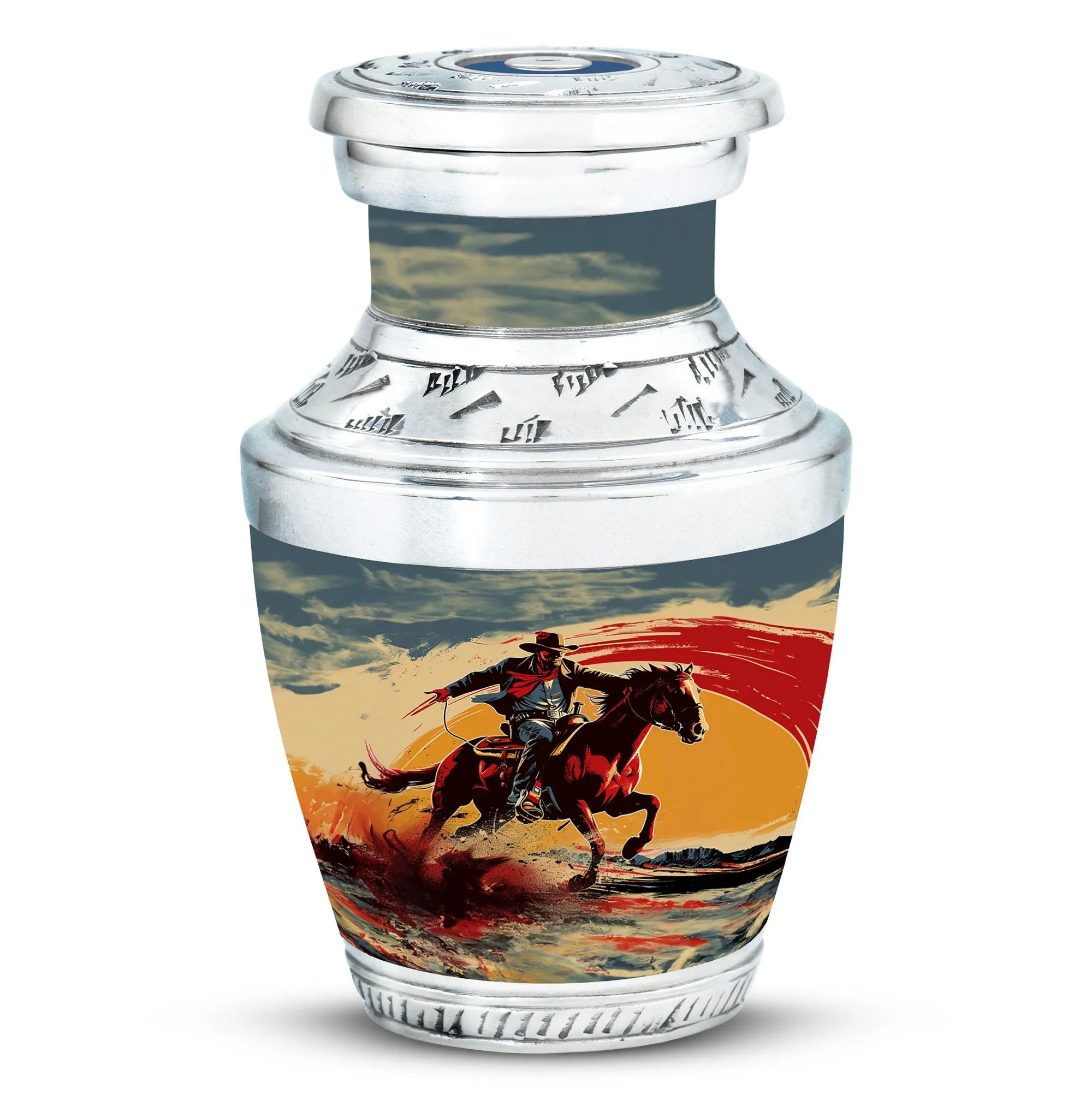 Cowboy Cremation Small Urn For Ashes Memorial & Funeral Urn