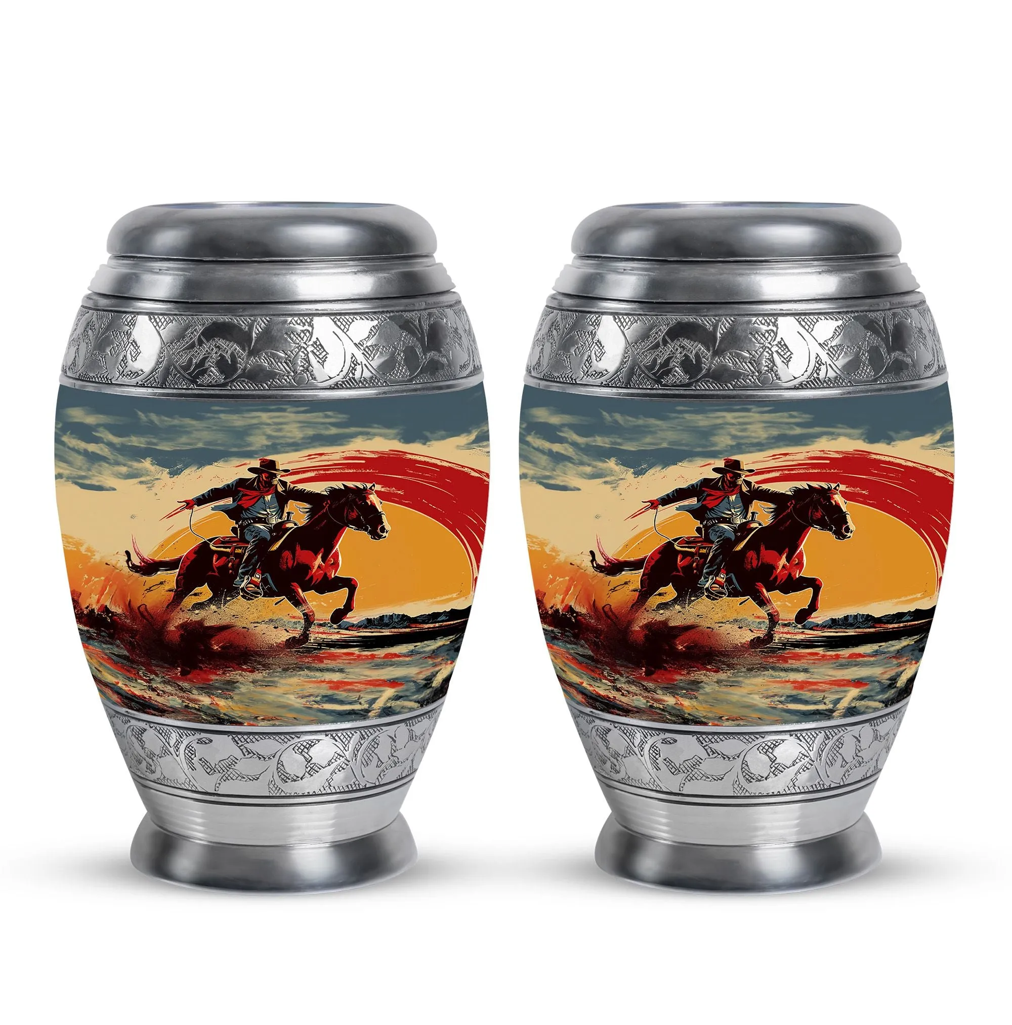 Cowboy Cremation Small Urn For Ashes Memorial & Funeral Urn