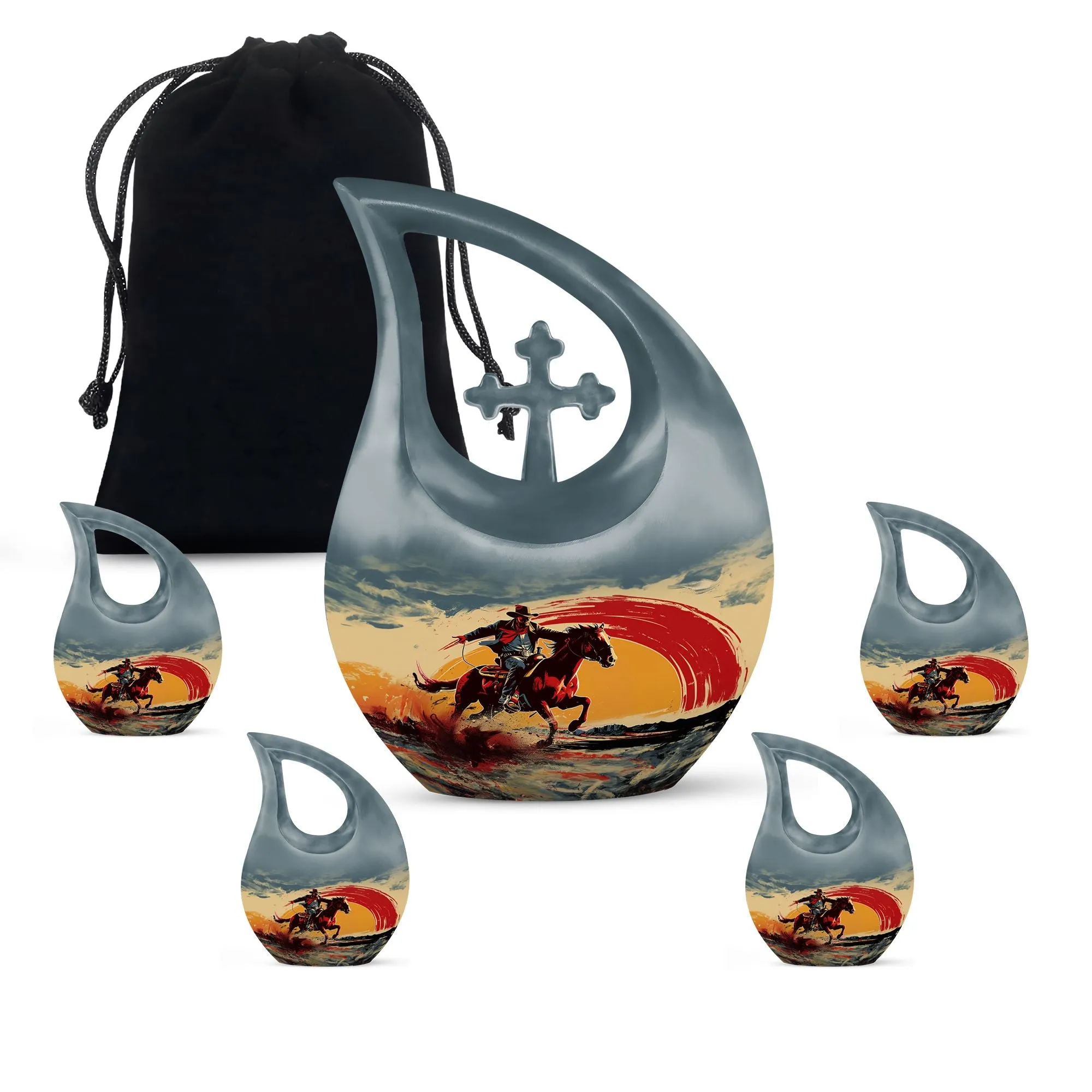 Cowboy Cremation Small Urn For Ashes Memorial & Funeral Urn