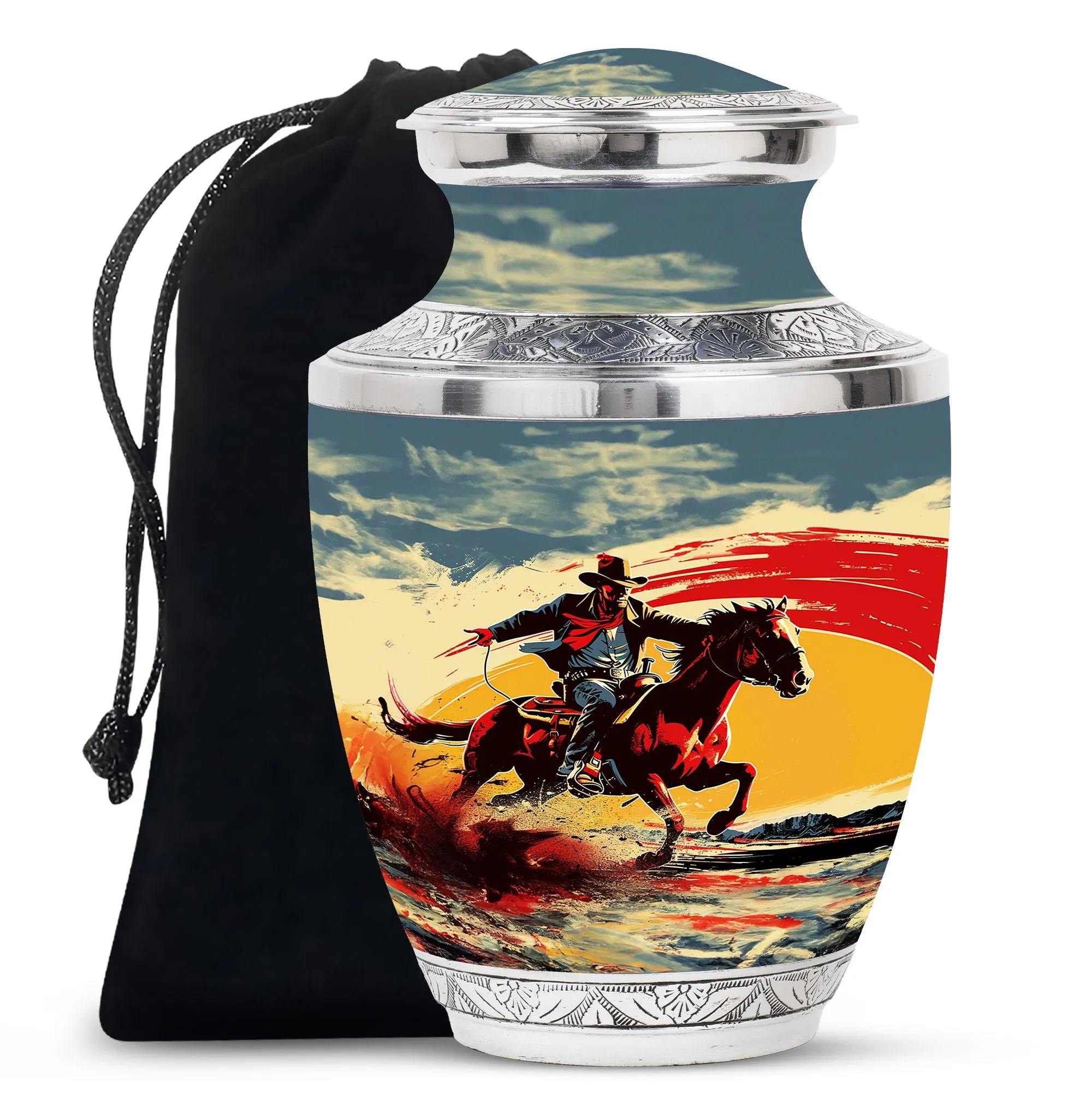 Cowboy Cremation Small Urn For Ashes Memorial & Funeral Urn