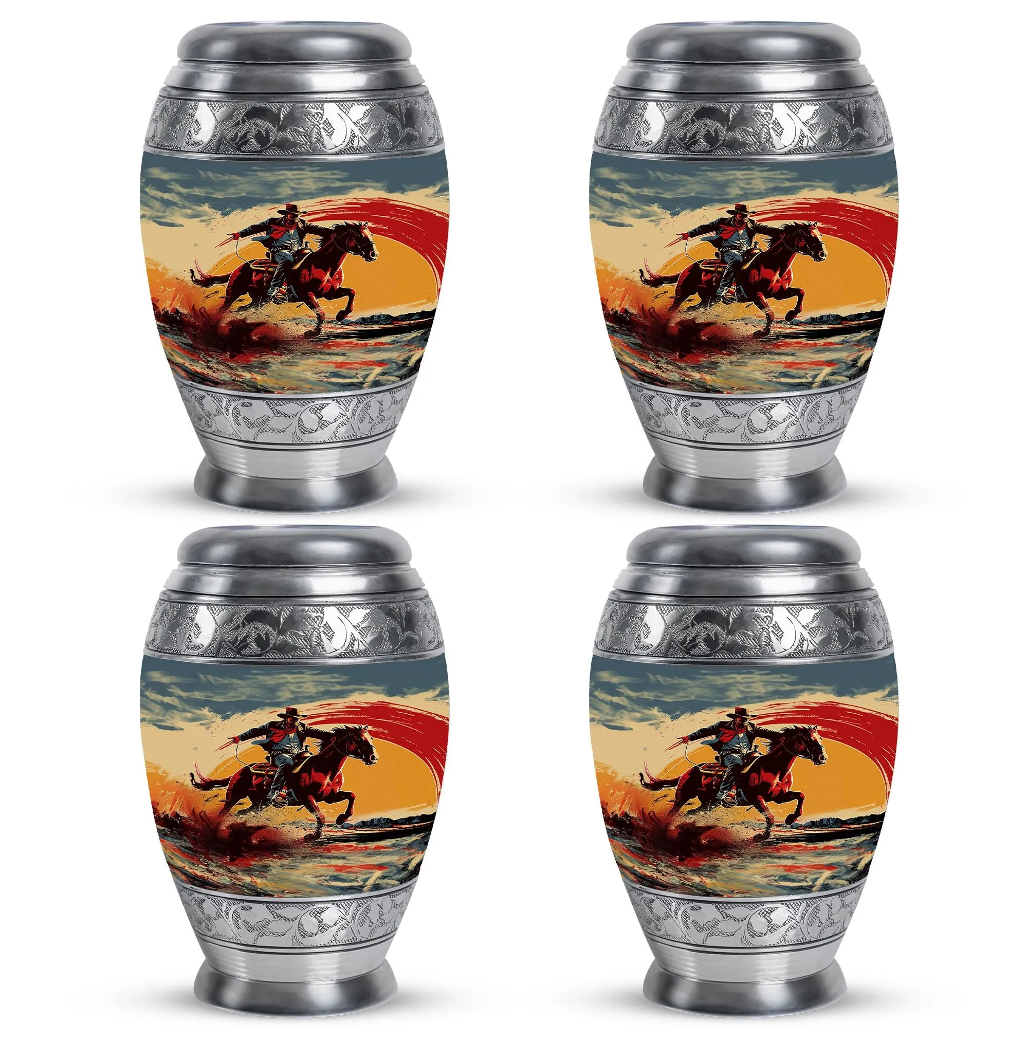 Cowboy Cremation Small Urn For Ashes Memorial & Funeral Urn