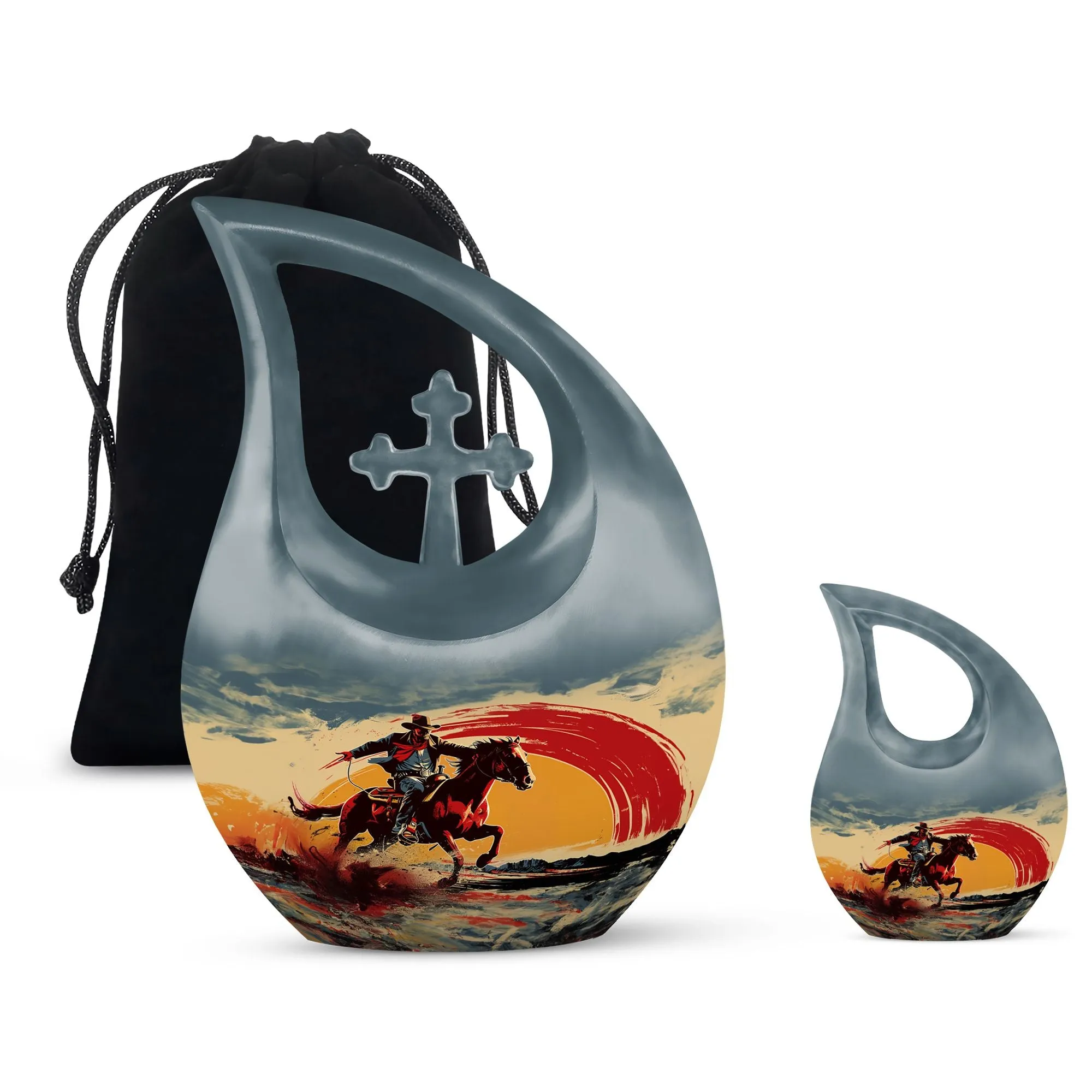 Cowboy Cremation Small Urn For Ashes Memorial & Funeral Urn