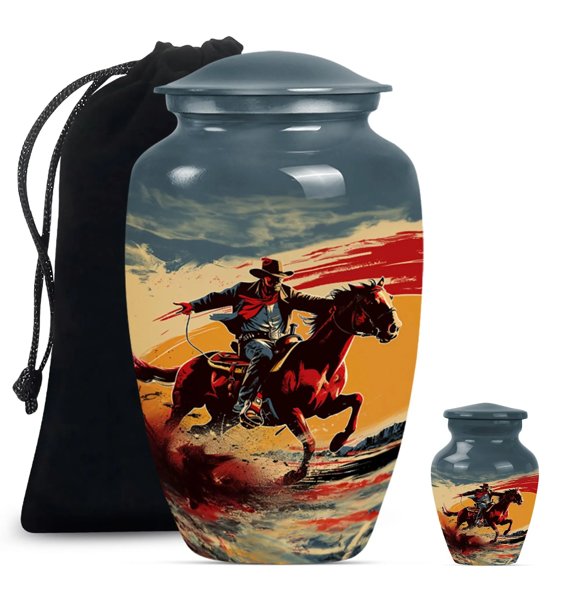 Cowboy Cremation Small Urn For Ashes Memorial & Funeral Urn
