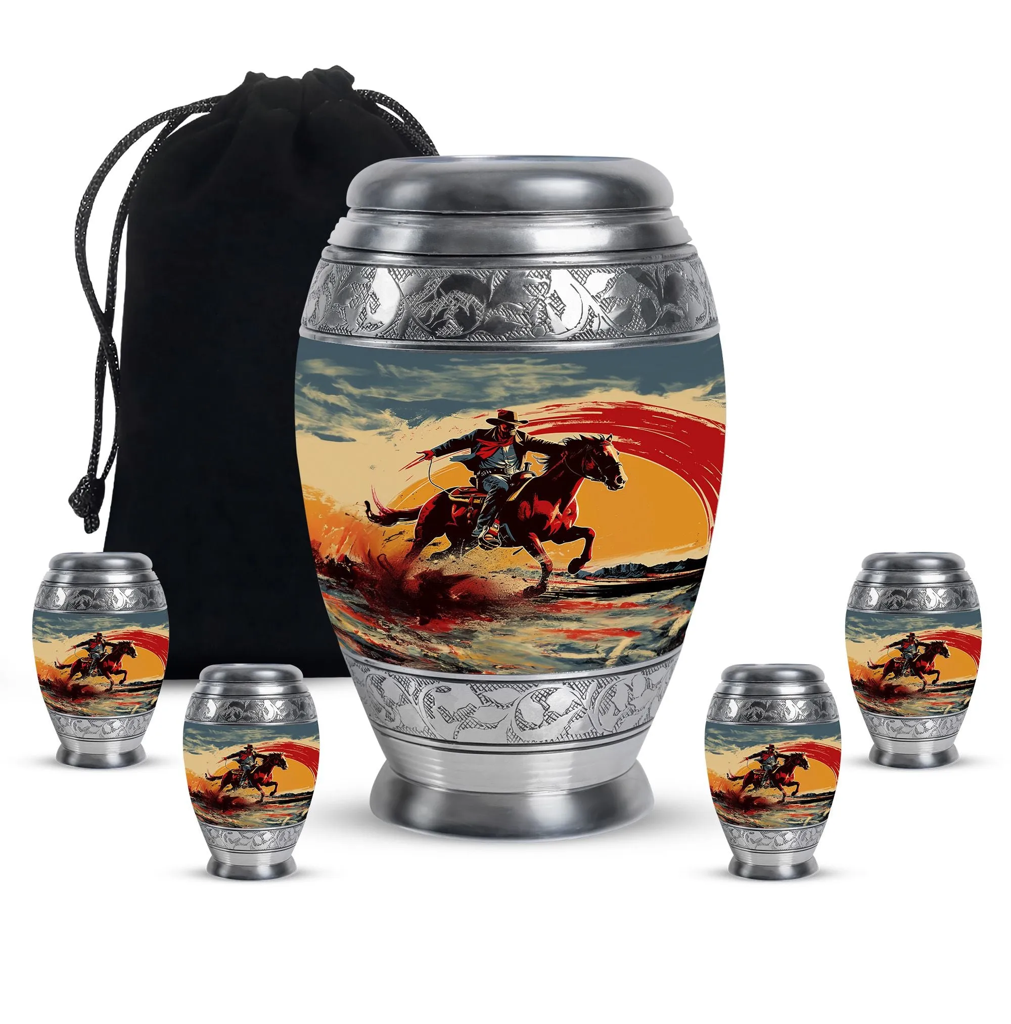 Cowboy Cremation Small Urn For Ashes Memorial & Funeral Urn