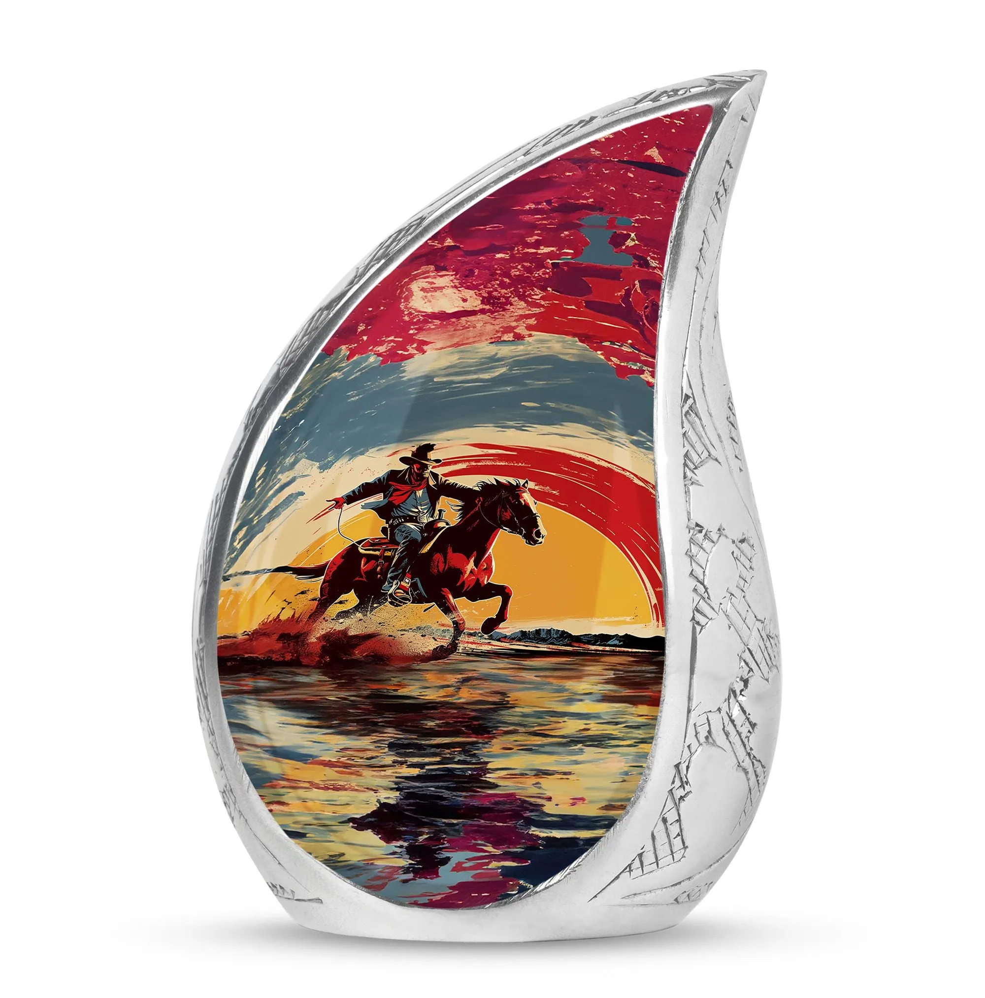 Cowboy Cremation Small Urn For Ashes Memorial & Funeral Urn