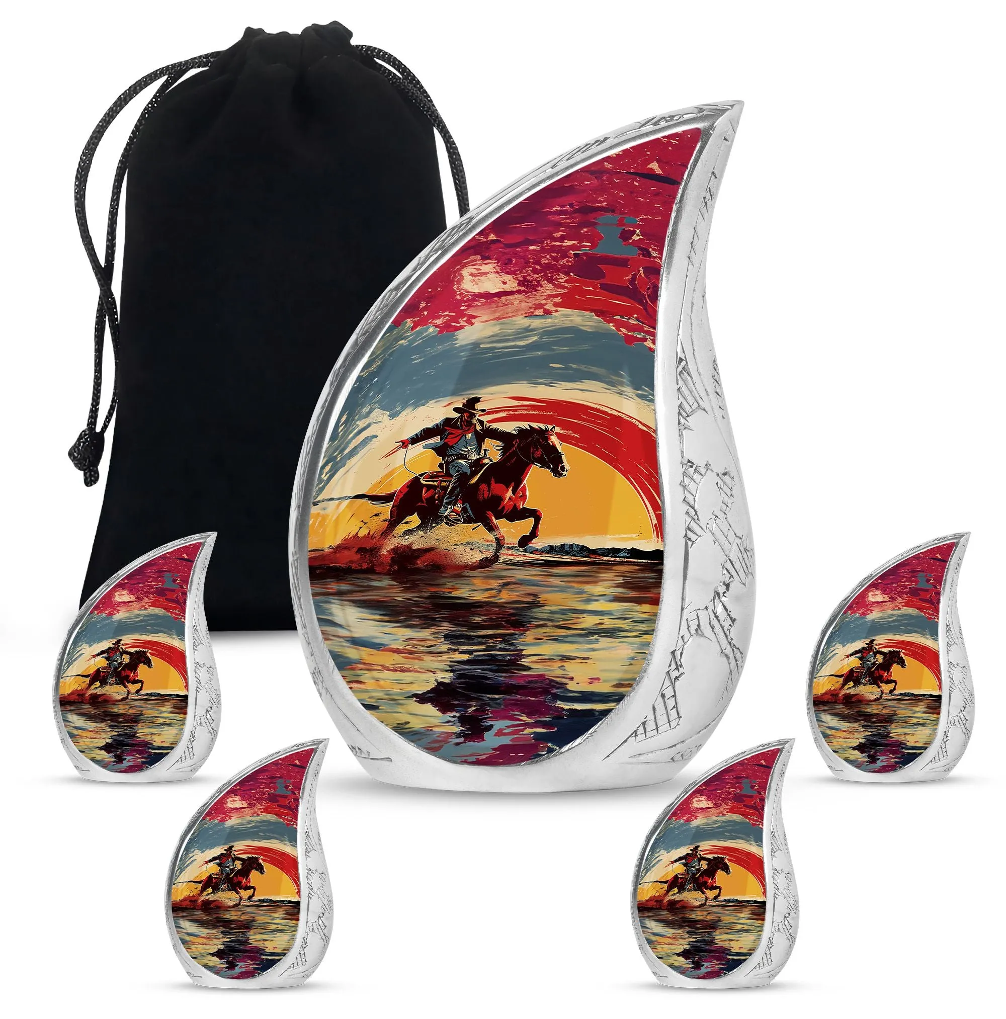 Cowboy Cremation Small Urn For Ashes Memorial & Funeral Urn
