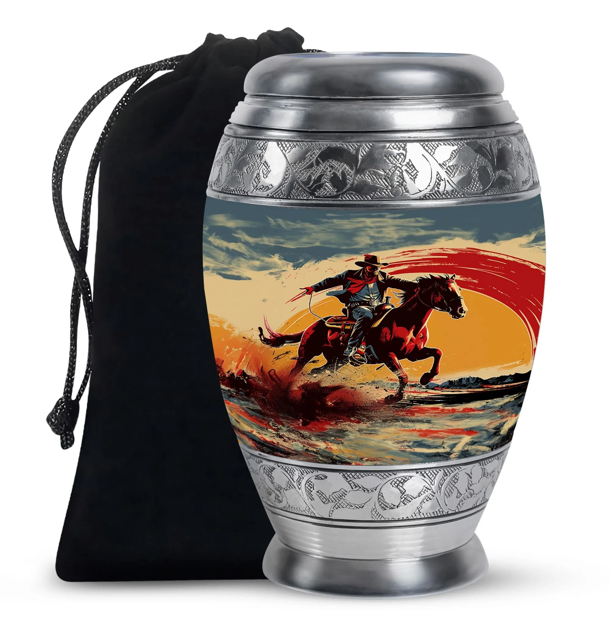 Cowboy Cremation Small Urn For Ashes Memorial & Funeral Urn