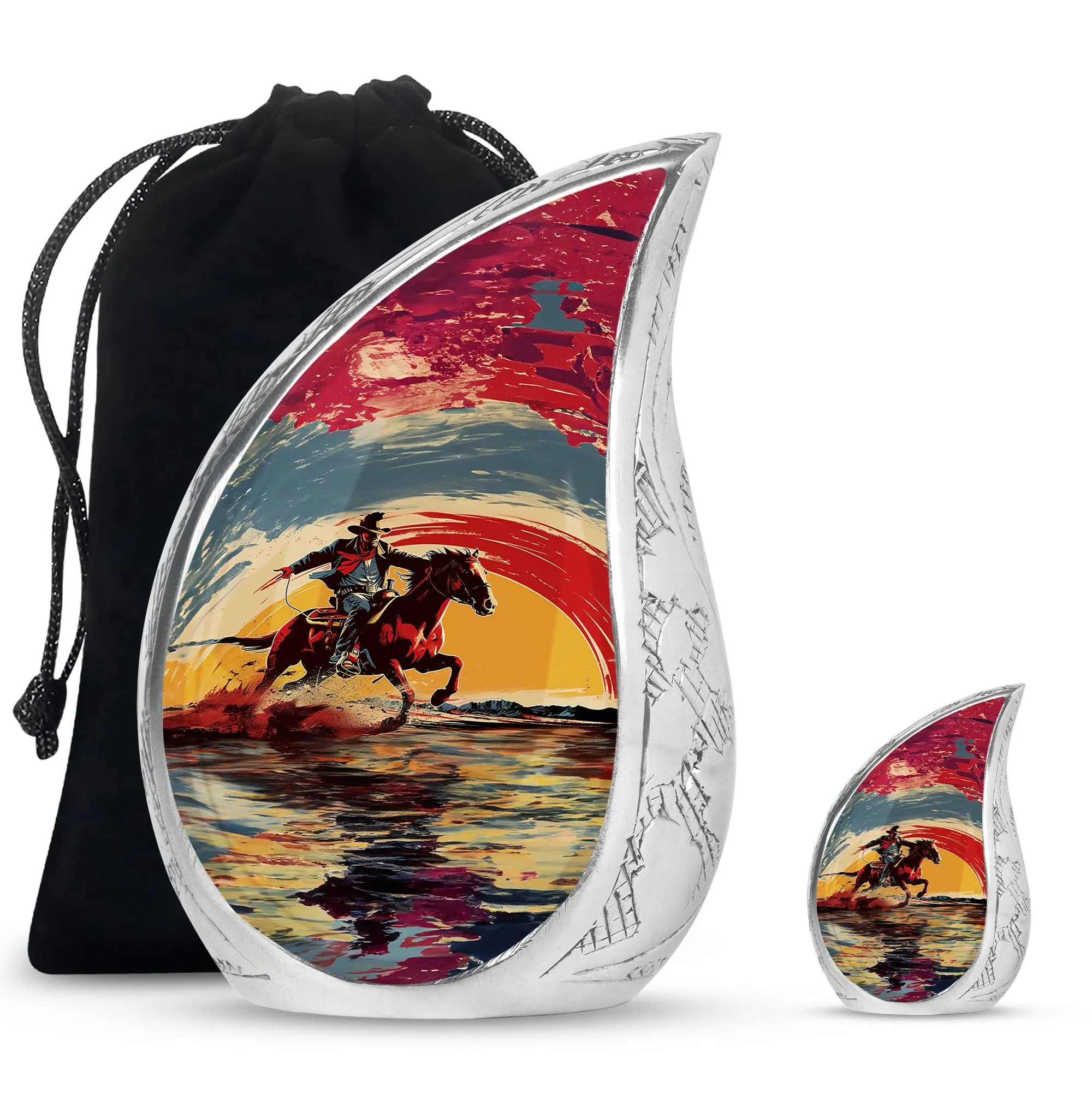 Cowboy Cremation Small Urn For Ashes Memorial & Funeral Urn