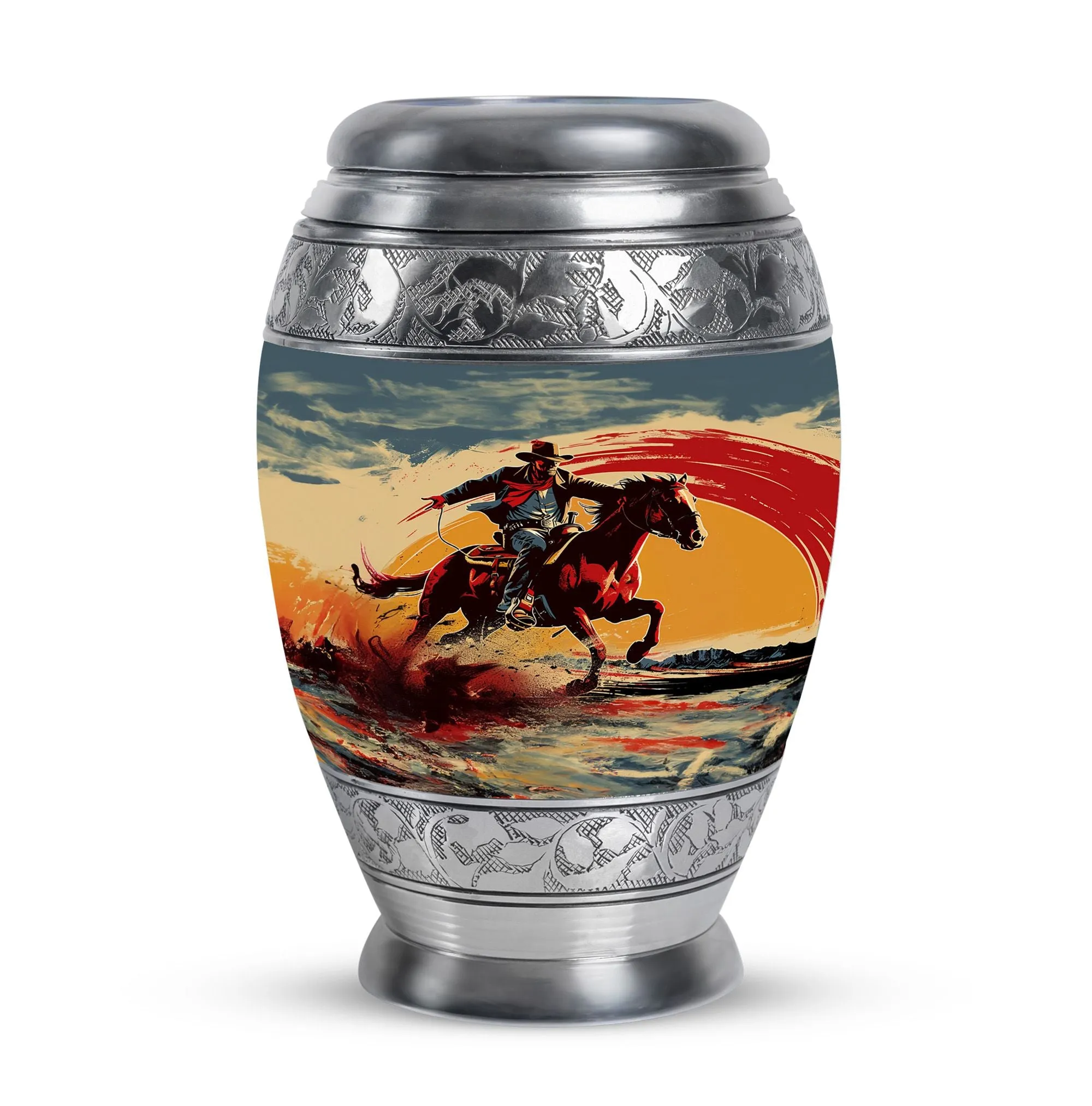 Cowboy Cremation Small Urn For Ashes Memorial & Funeral Urn