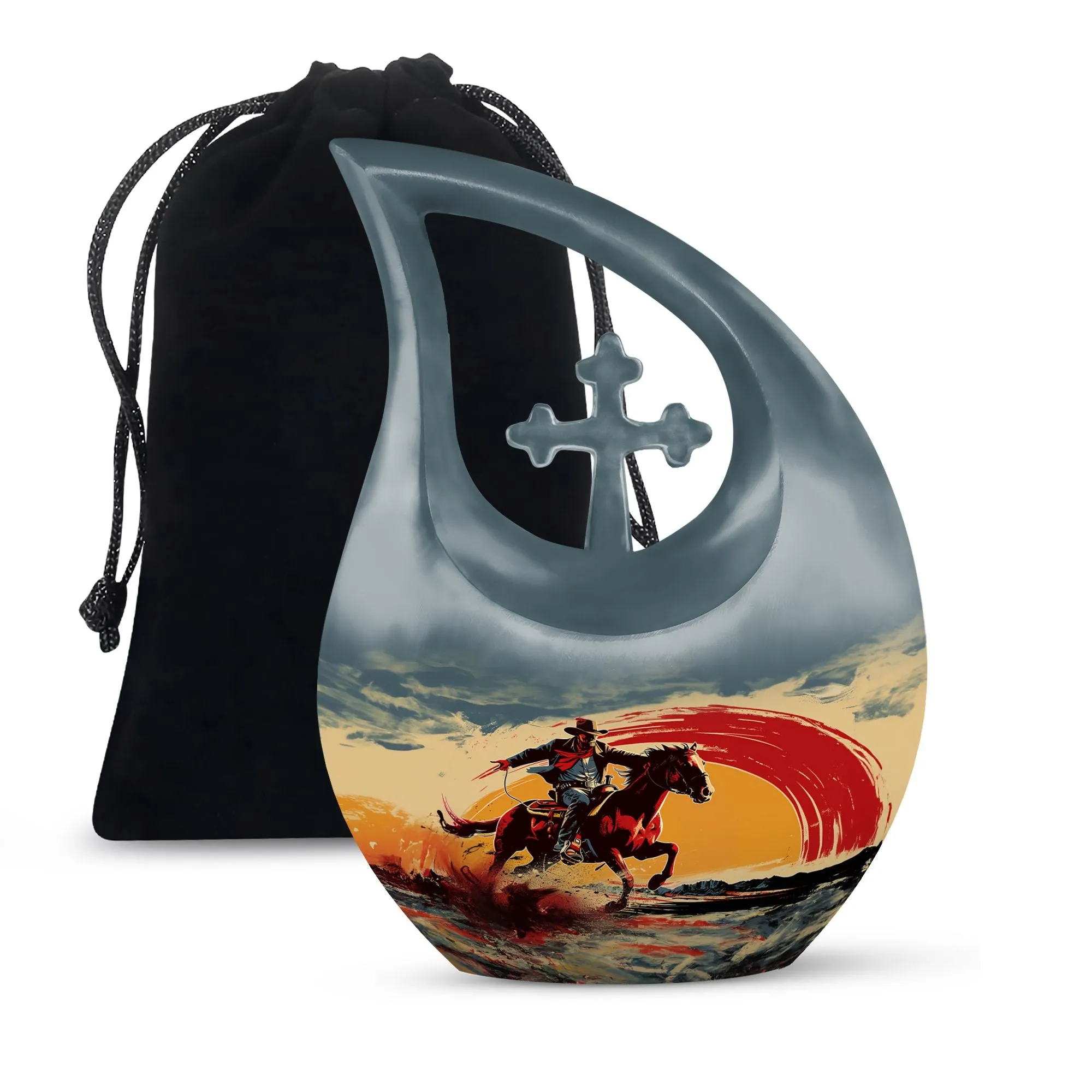 Cowboy Cremation Small Urn For Ashes Memorial & Funeral Urn