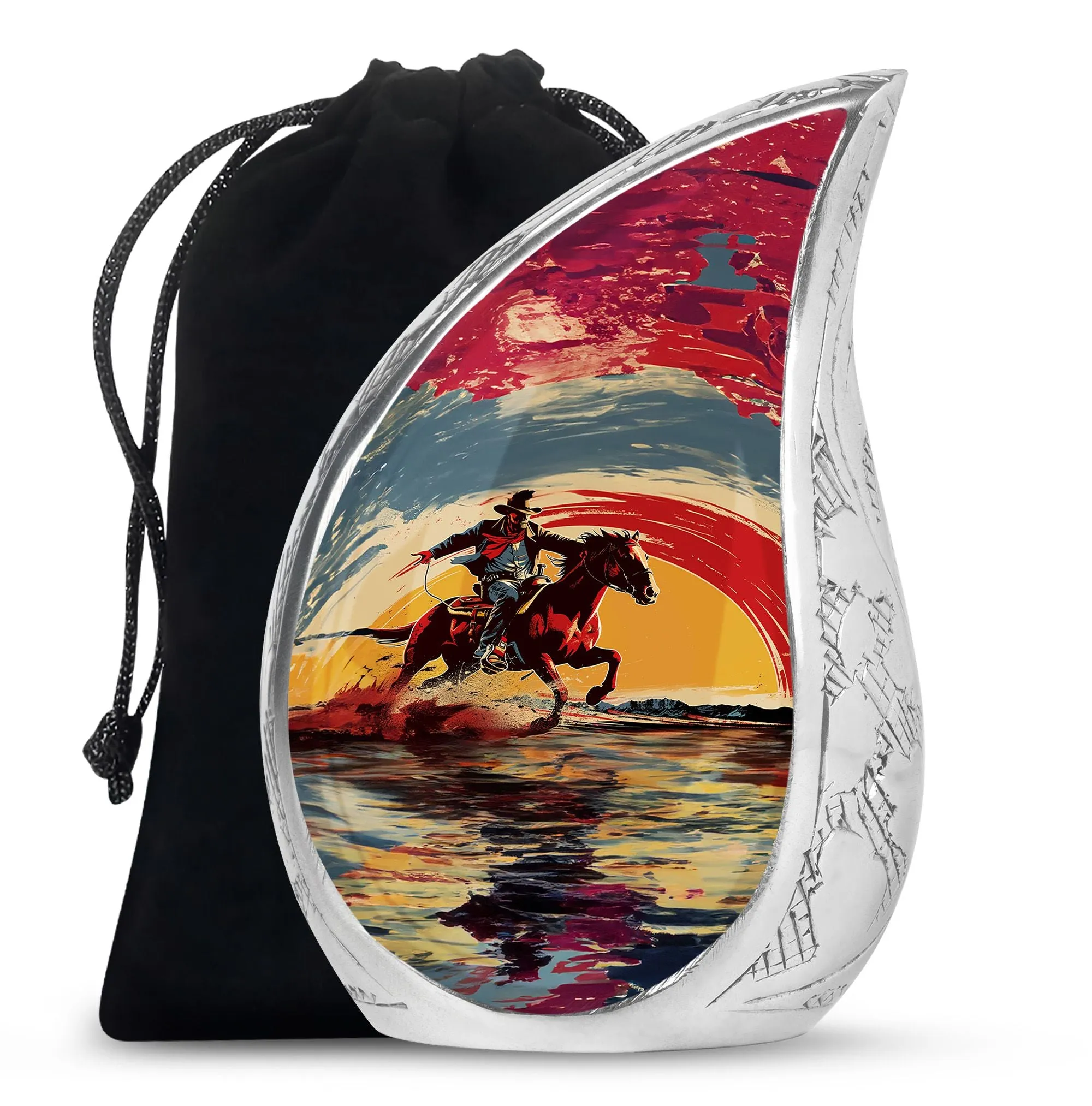 Cowboy Cremation Small Urn For Ashes Memorial & Funeral Urn