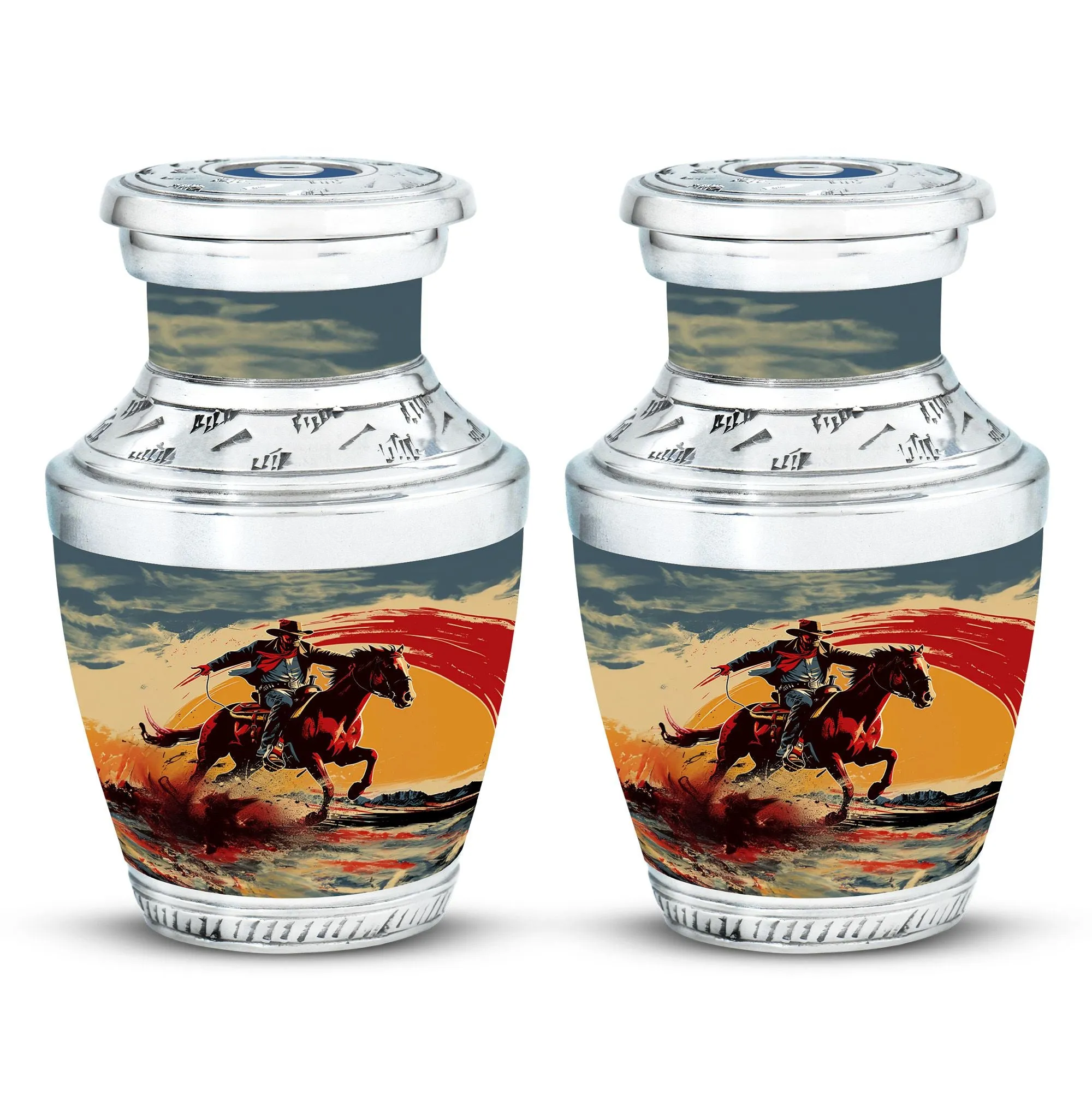 Cowboy Cremation Small Urn For Ashes Memorial & Funeral Urn