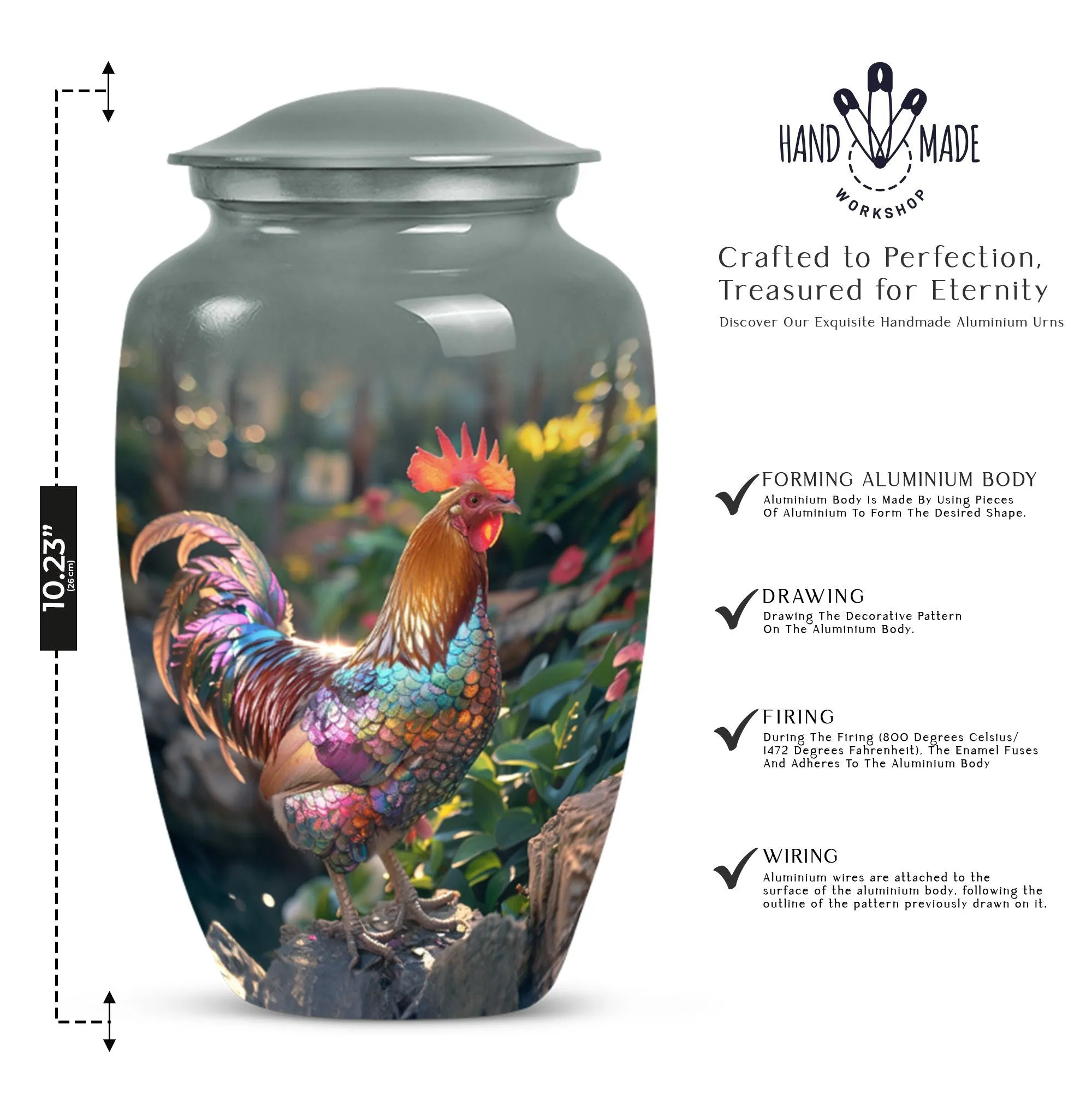 Cremation Chicken Urn: Medium Size Memorial Urn for Humane Ashes