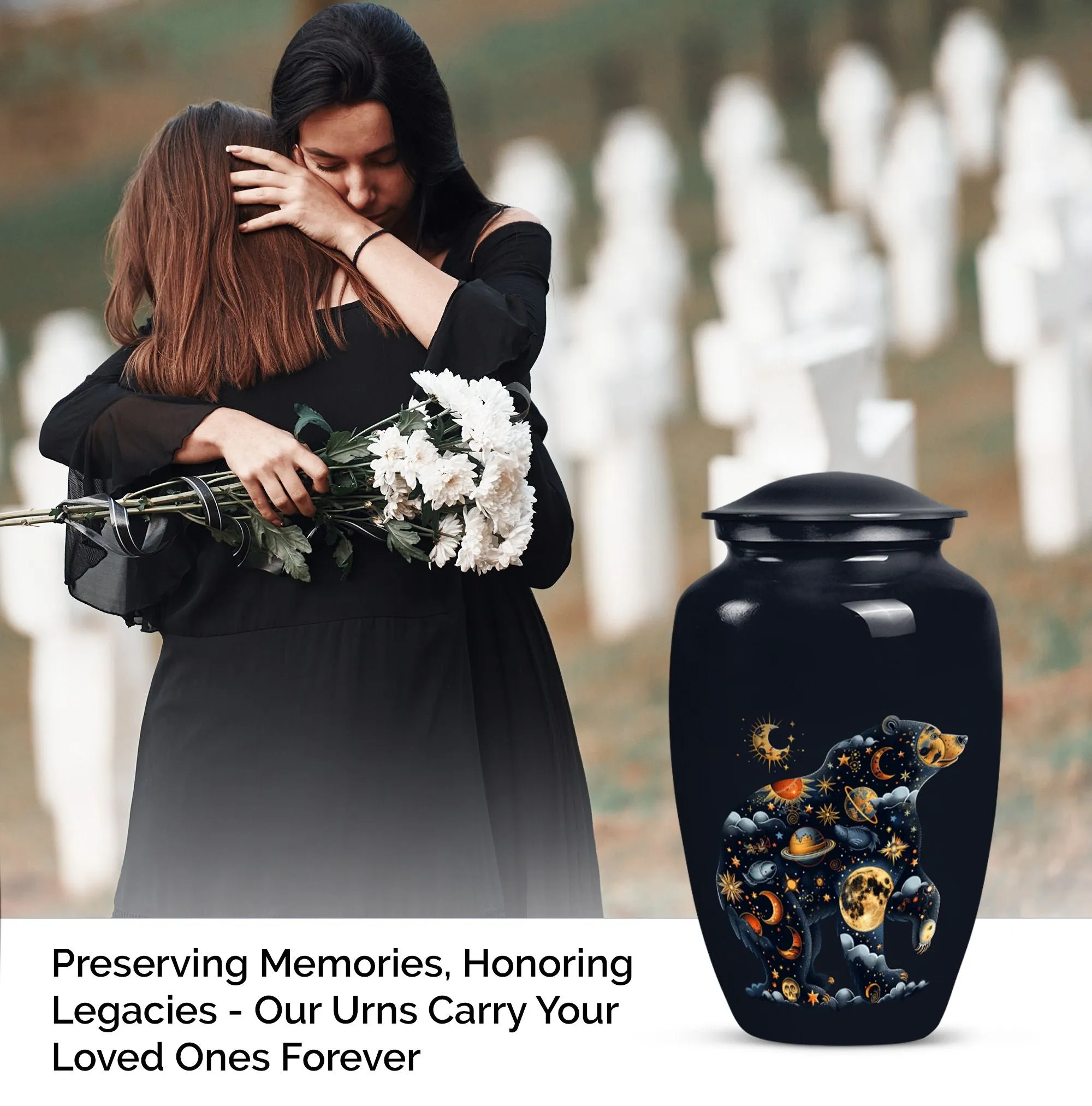 Cremation Urn - Abstract Bear Tribute for Lasting Memories