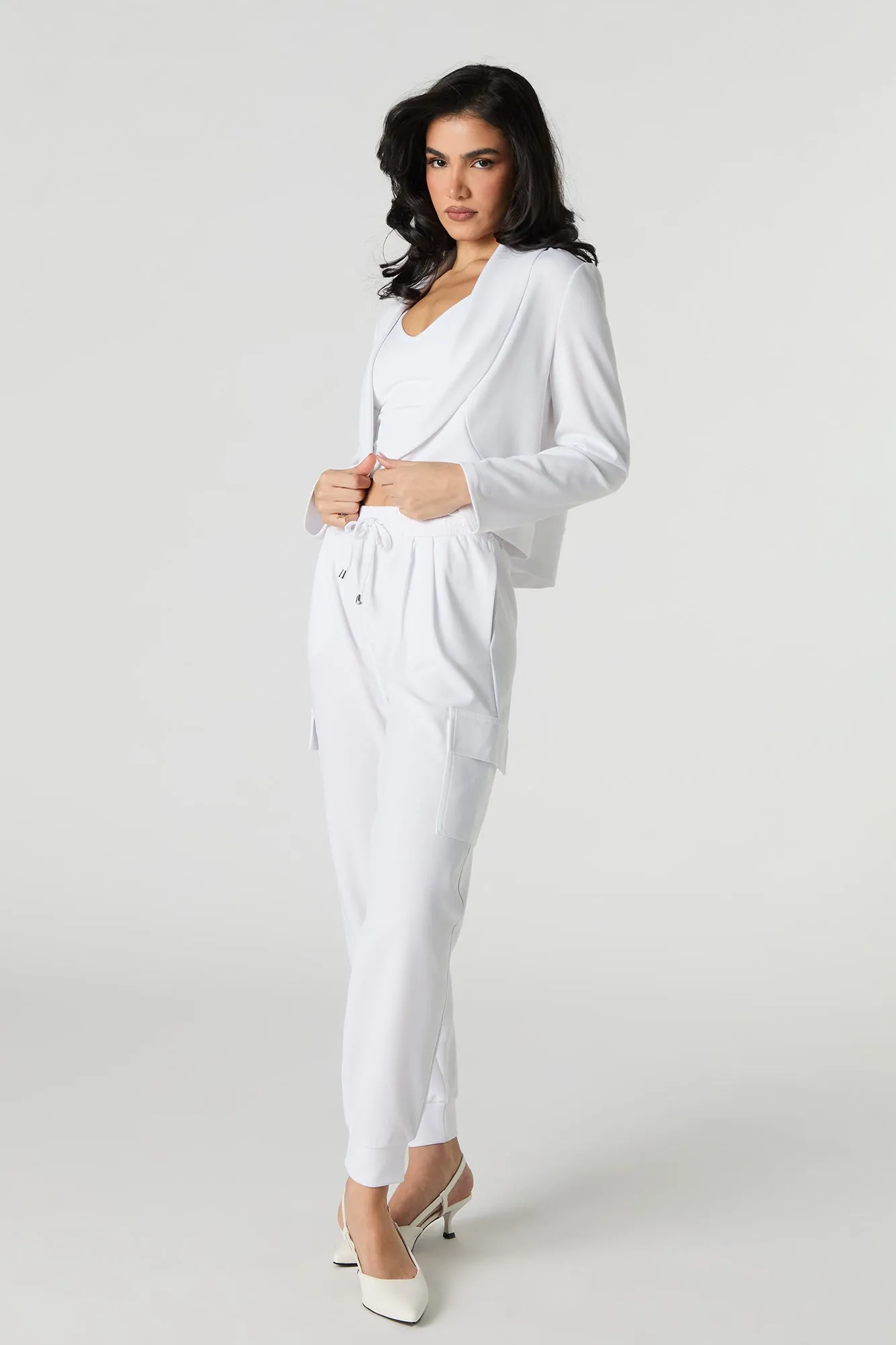 Crepe Open Front Blazer