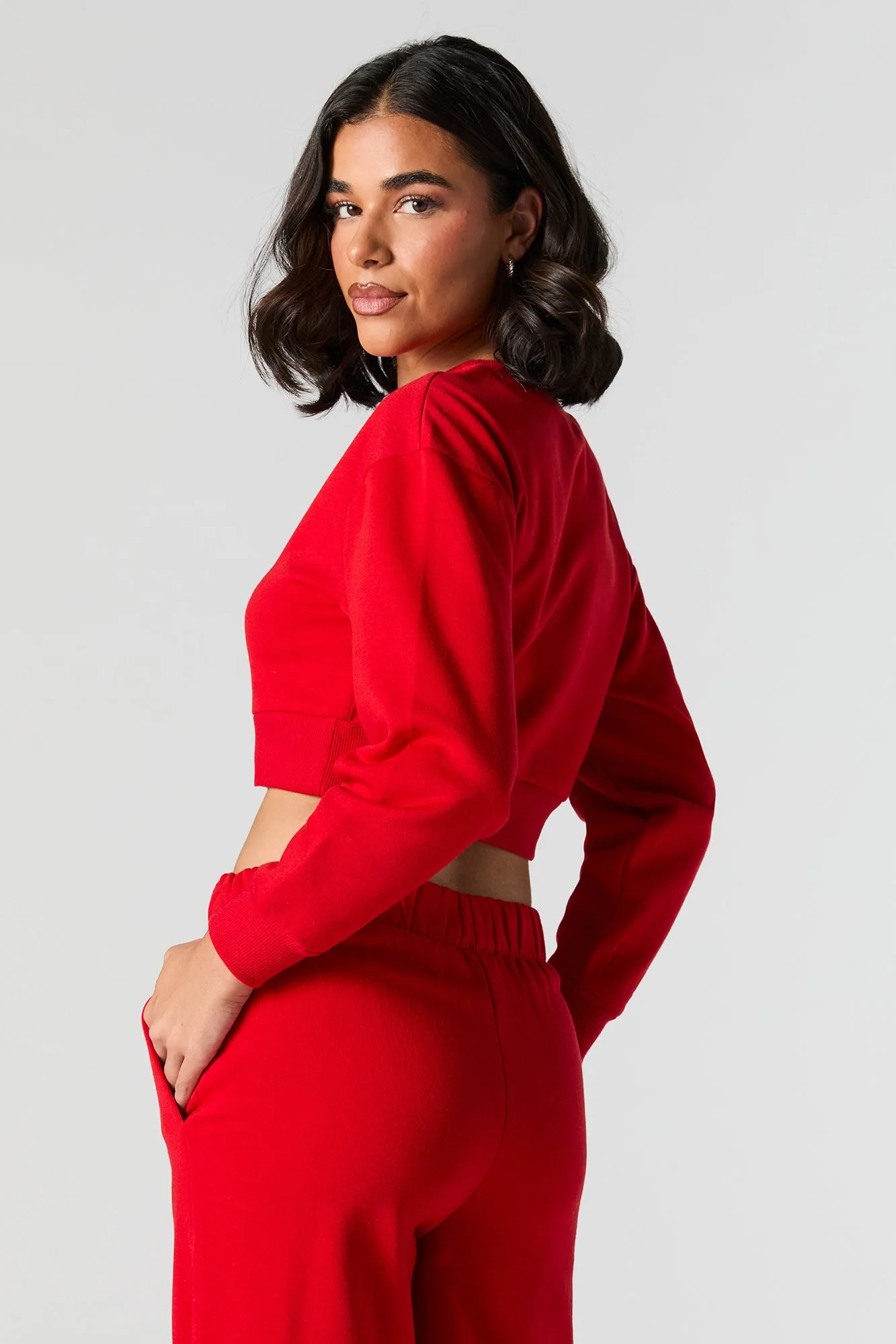 Cropped Fleece Sweatshirt