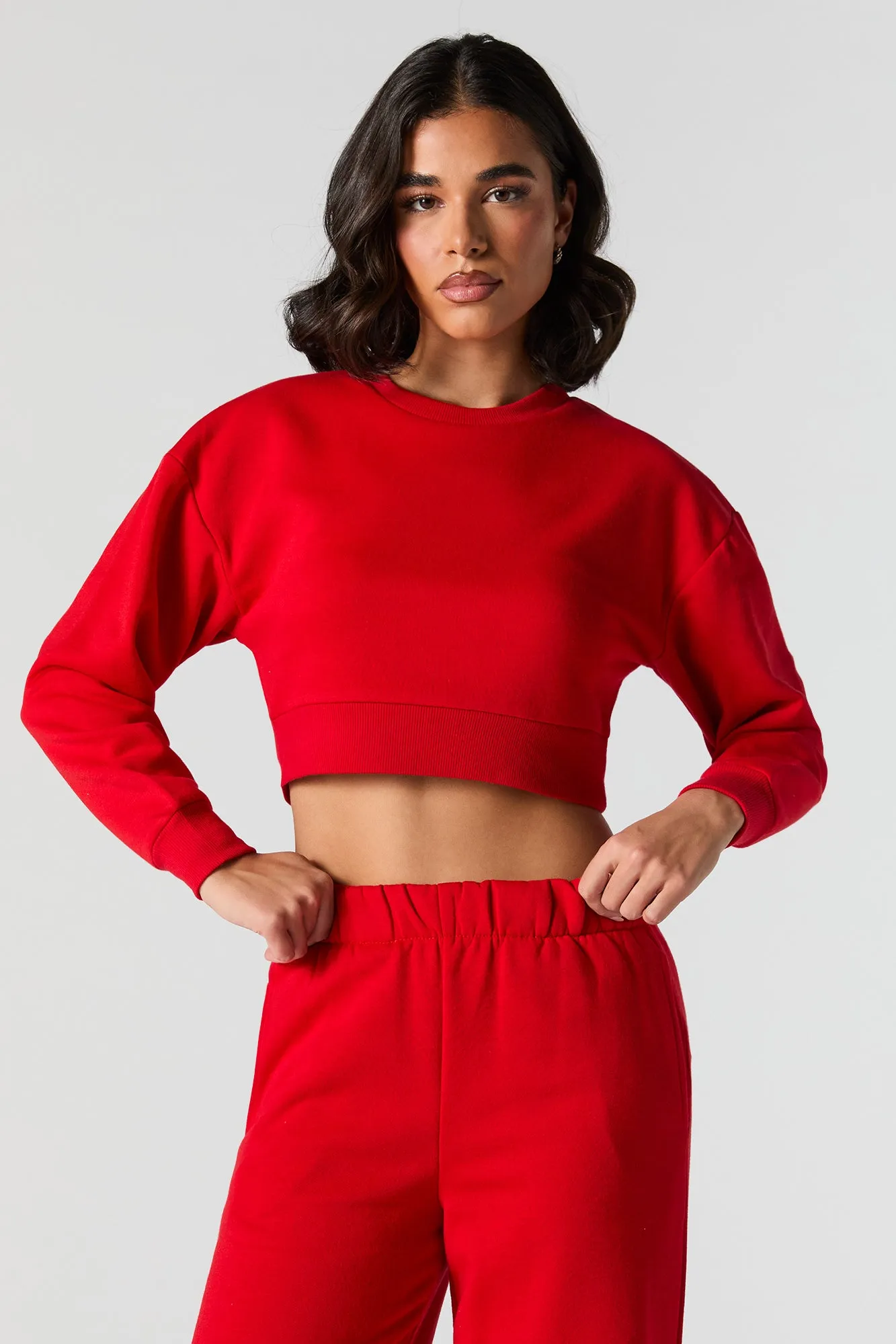 Cropped Fleece Sweatshirt