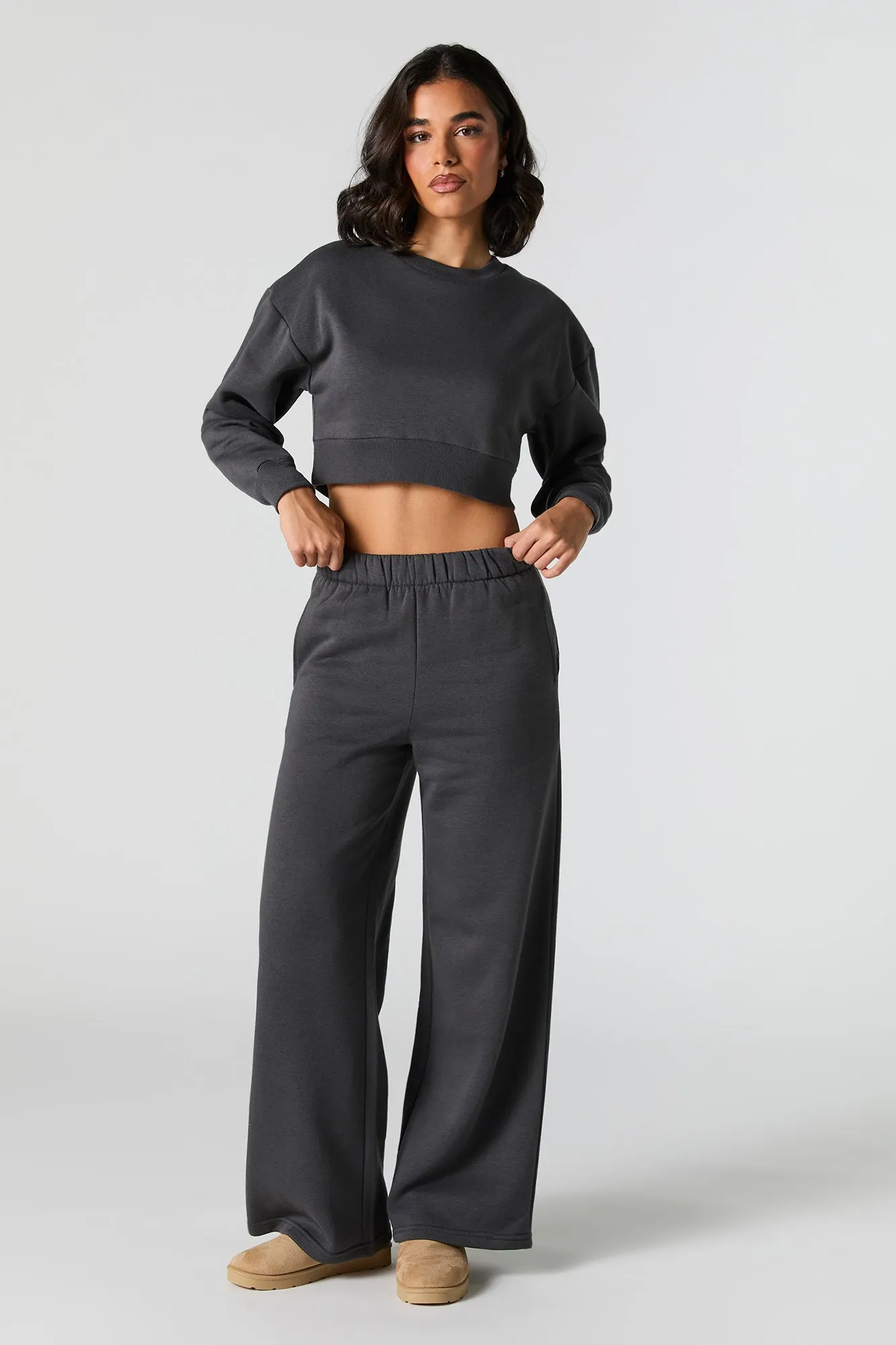 Cropped Fleece Sweatshirt