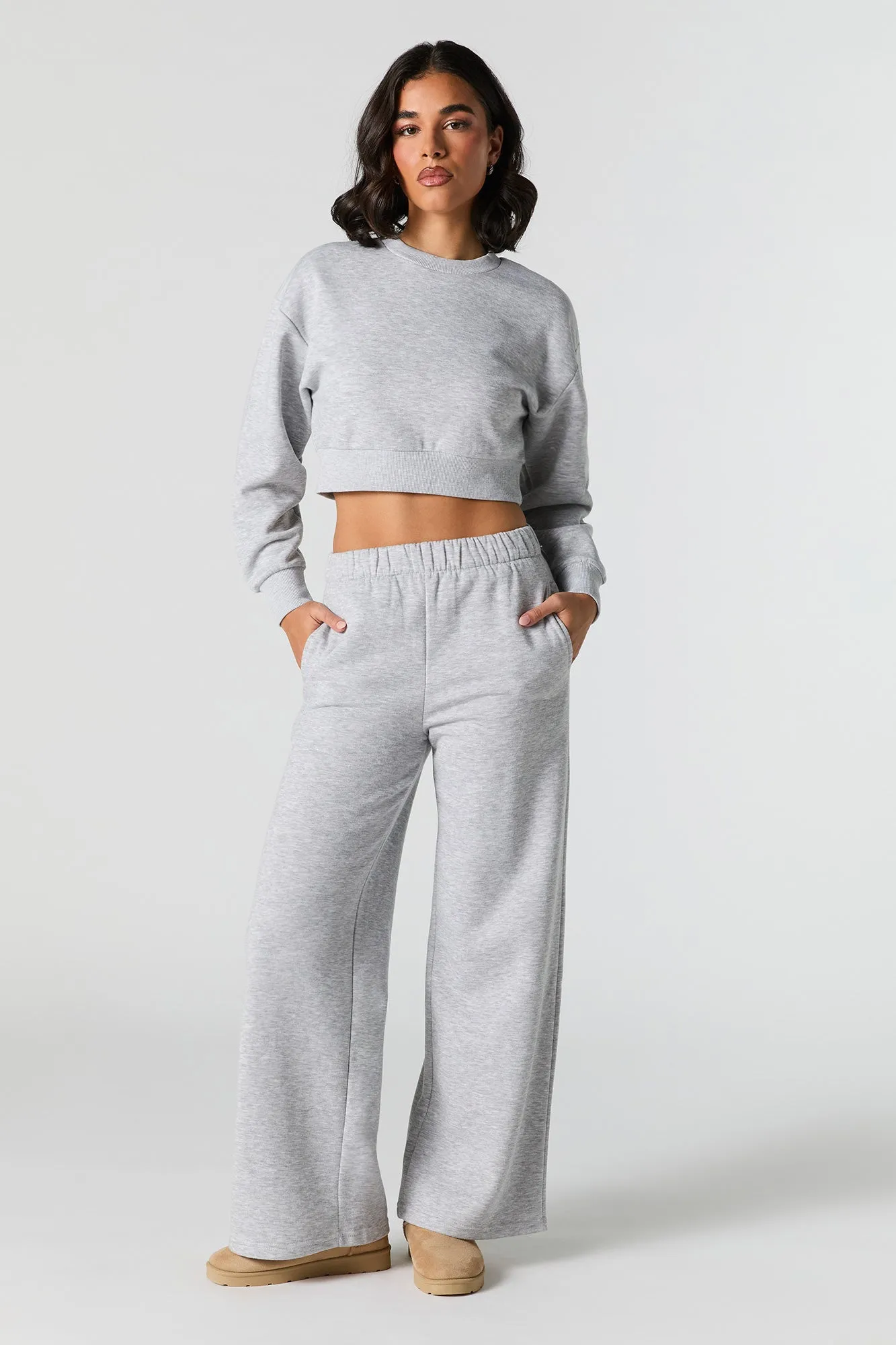 Cropped Fleece Sweatshirt
