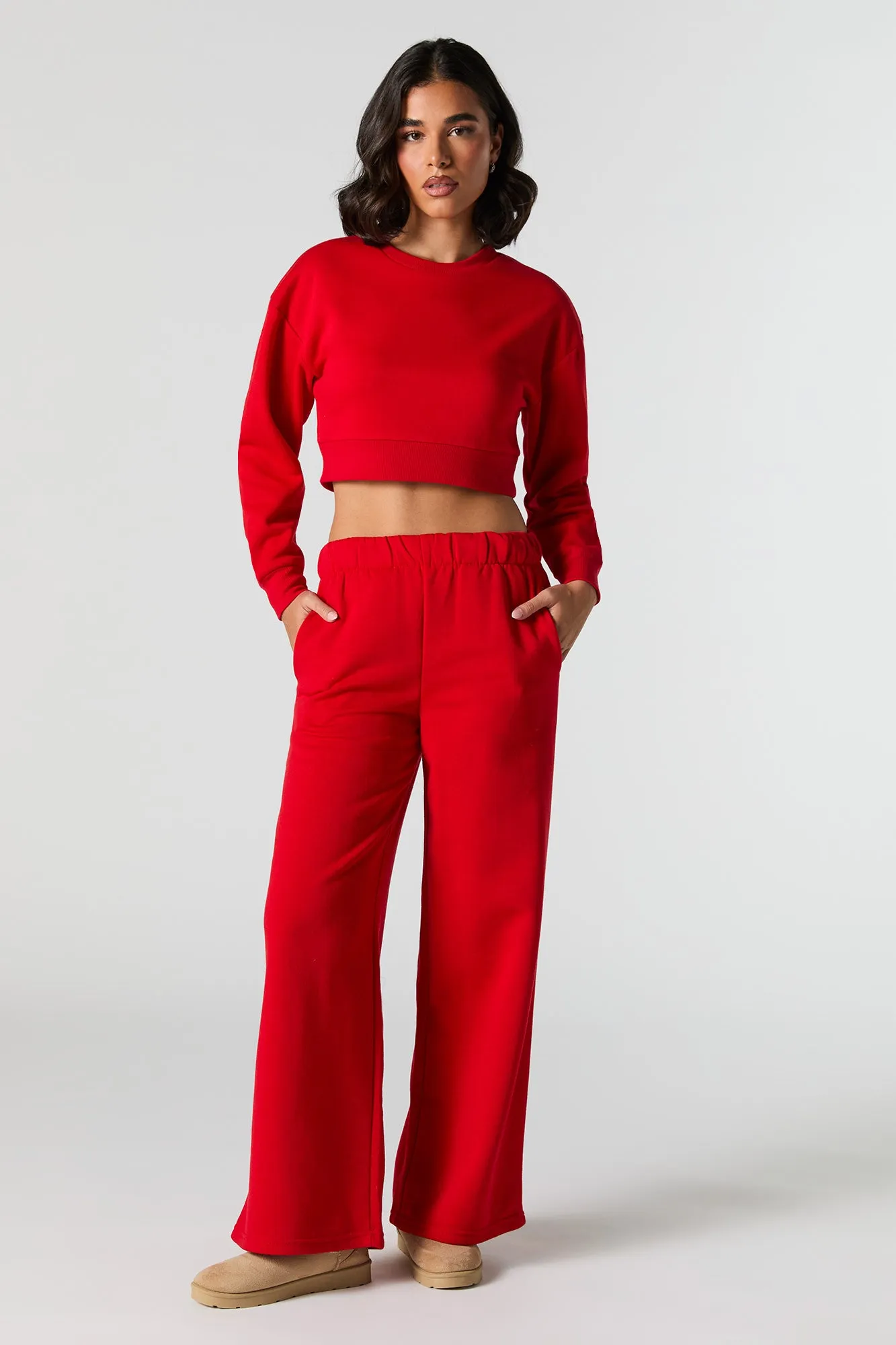 Cropped Fleece Sweatshirt