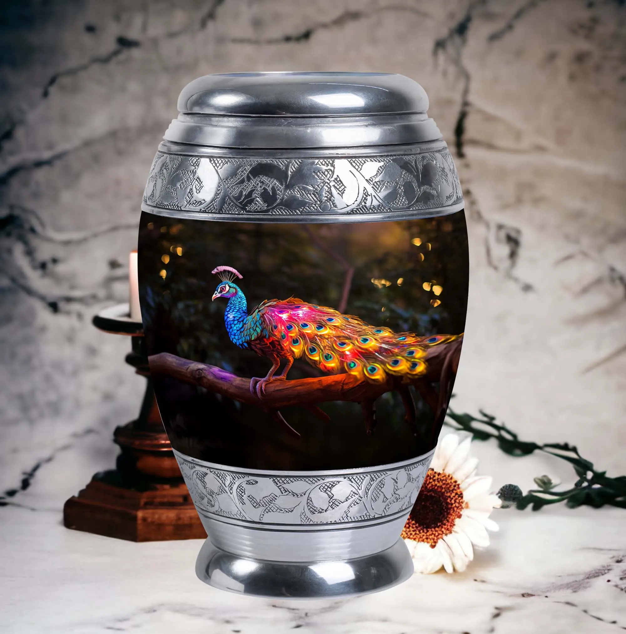 Dancing Peacock Urn - Cherished Memorial Urn For Storing Ashes